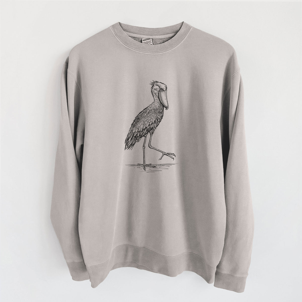 Shoebill Stork - Balaeniceps rex - Unisex Pigment Dyed Crew Sweatshirt in Cement
