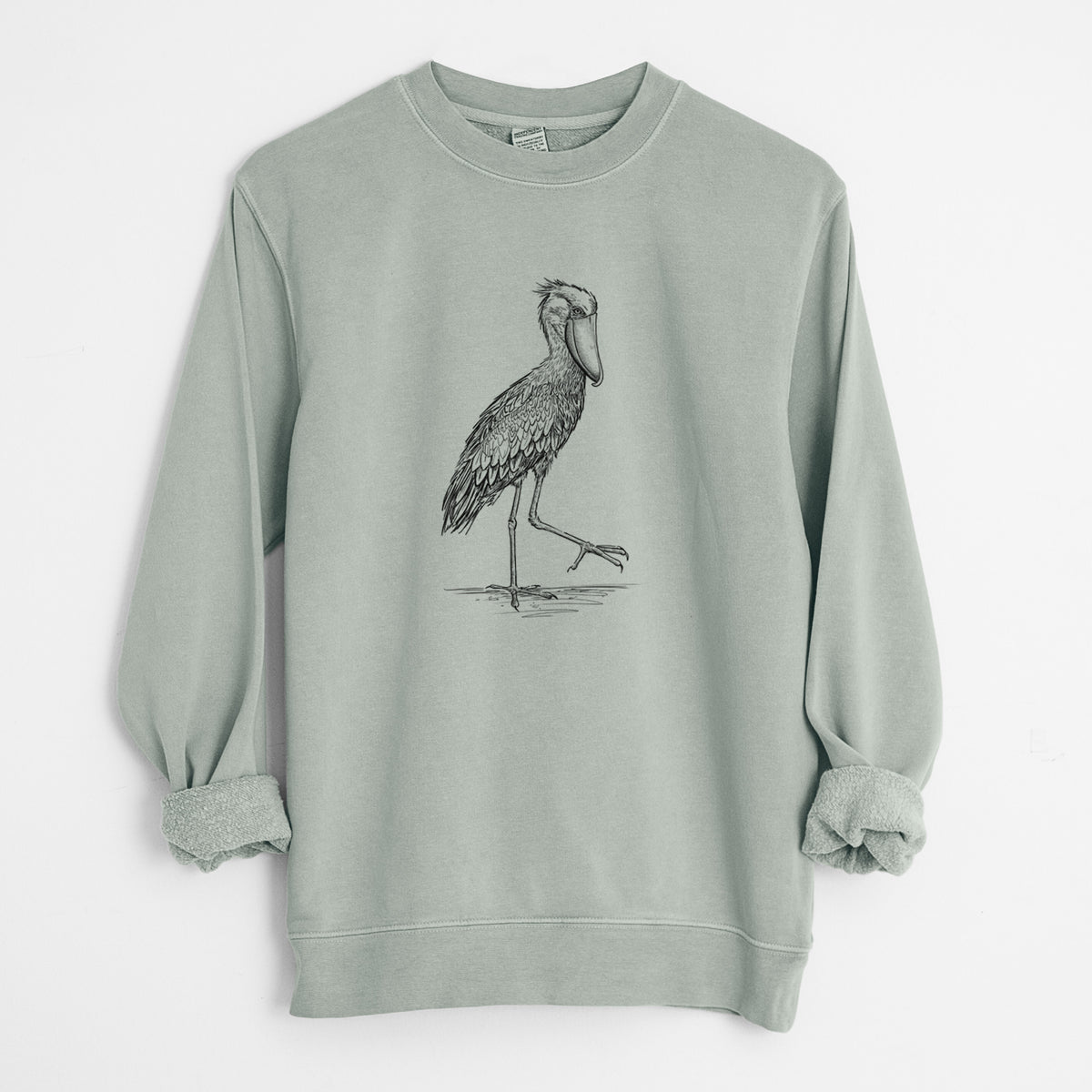 Shoebill Stork - Balaeniceps rex - Unisex Pigment Dyed Crew Sweatshirt in Sage