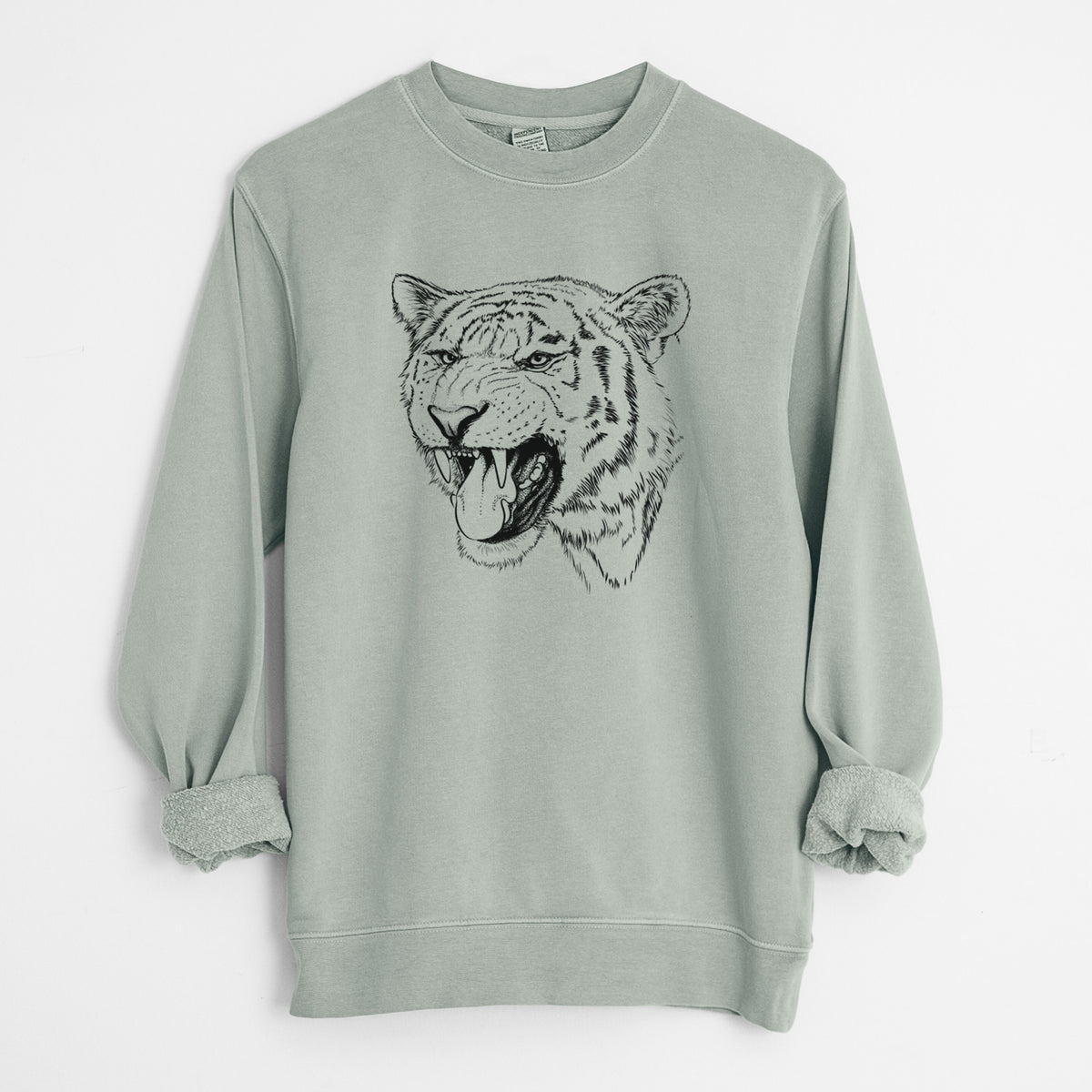Siberian Tiger - Panthera tigris altaica - Unisex Pigment Dyed Crew Sweatshirt in Sage