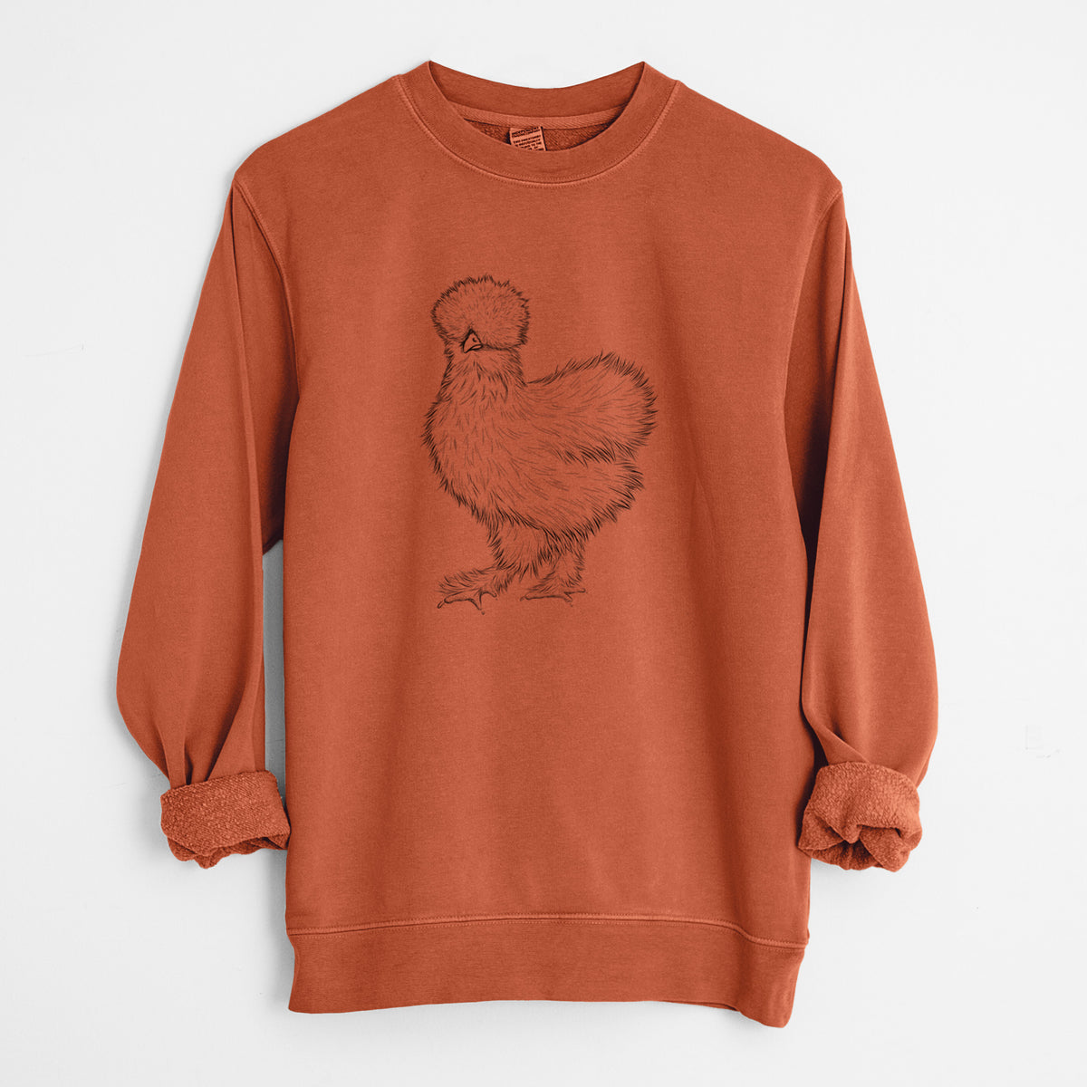 Silkie Chicken - Unisex Pigment Dyed Crew Sweatshirt in Amber