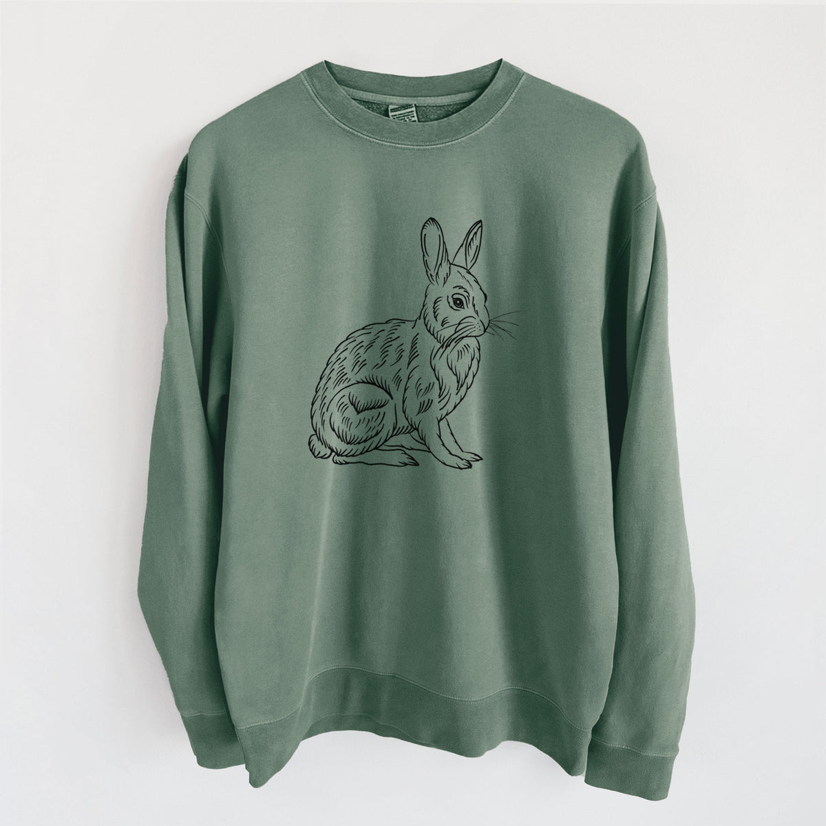Snoeshoe Hare - Unisex Pigment Dyed Crew Sweatshirt in Alpine Green