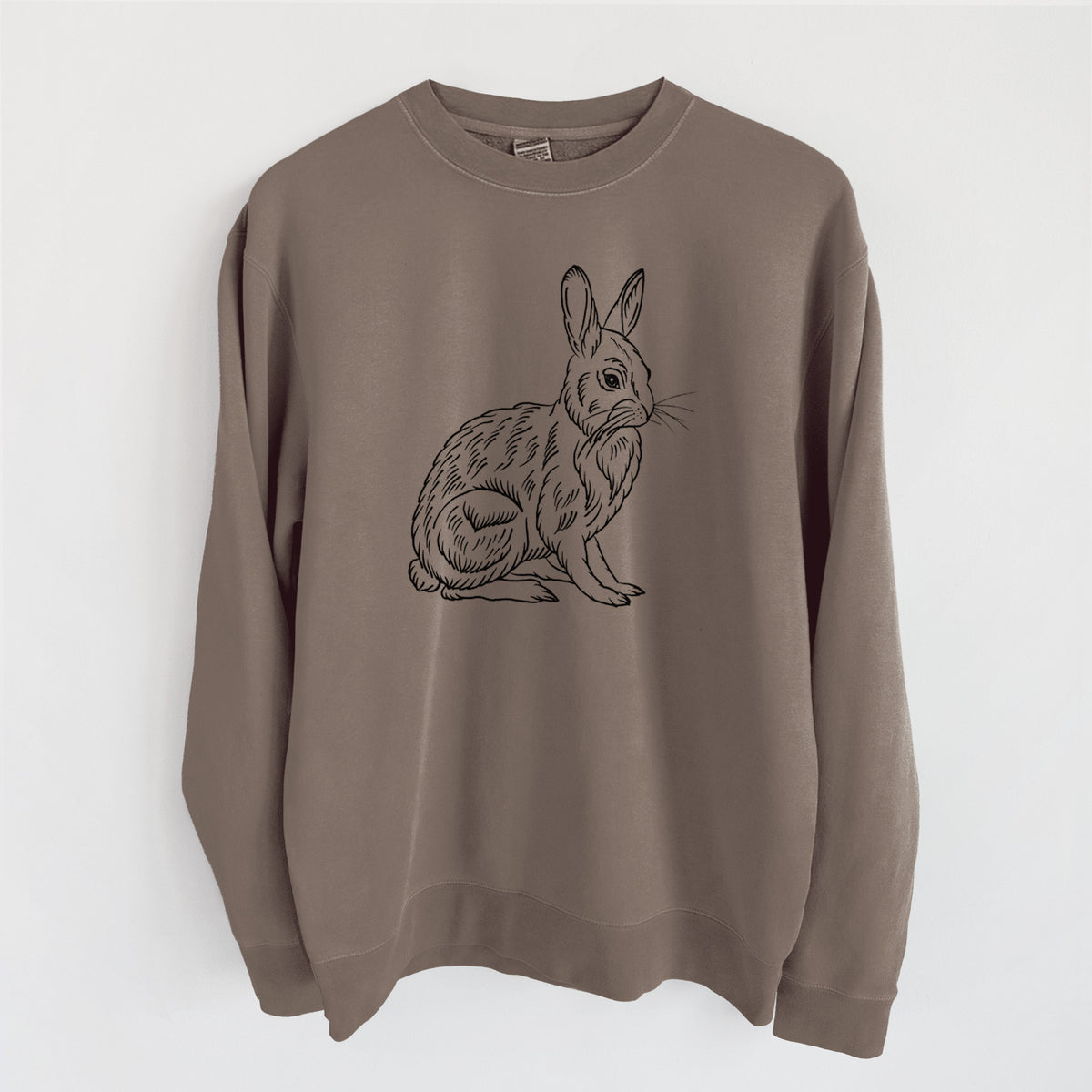 Snoeshoe Hare - Unisex Pigment Dyed Crew Sweatshirt in Espresso Brown Color