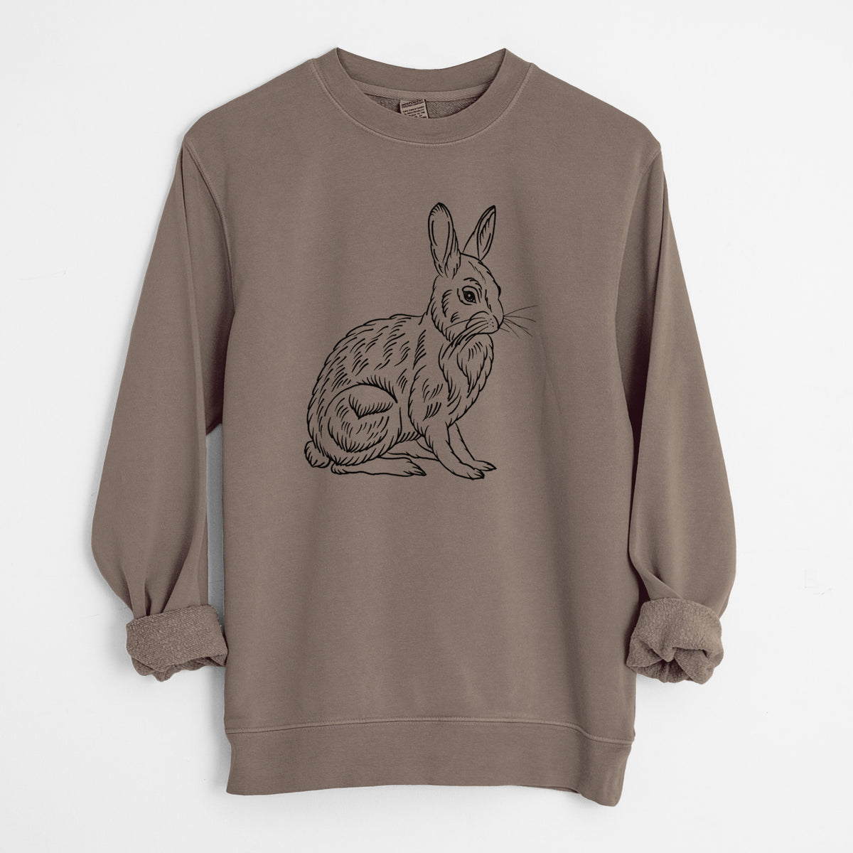 Snoeshoe Hare - Unisex Pigment Dyed Crew Sweatshirt in Espresso Brown Color