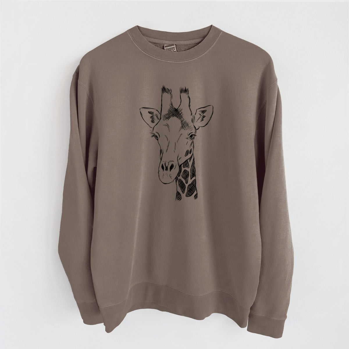 Southern Giraffe - Giraffa giraffa - Unisex Pigment Dyed Crew Sweatshirt in Espresso Brown Color