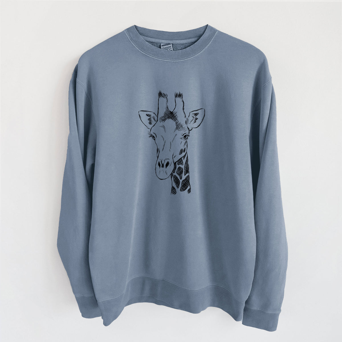 Southern Giraffe - Giraffa giraffa - Unisex Pigment Dyed Crew Sweatshirt in Slate Blue