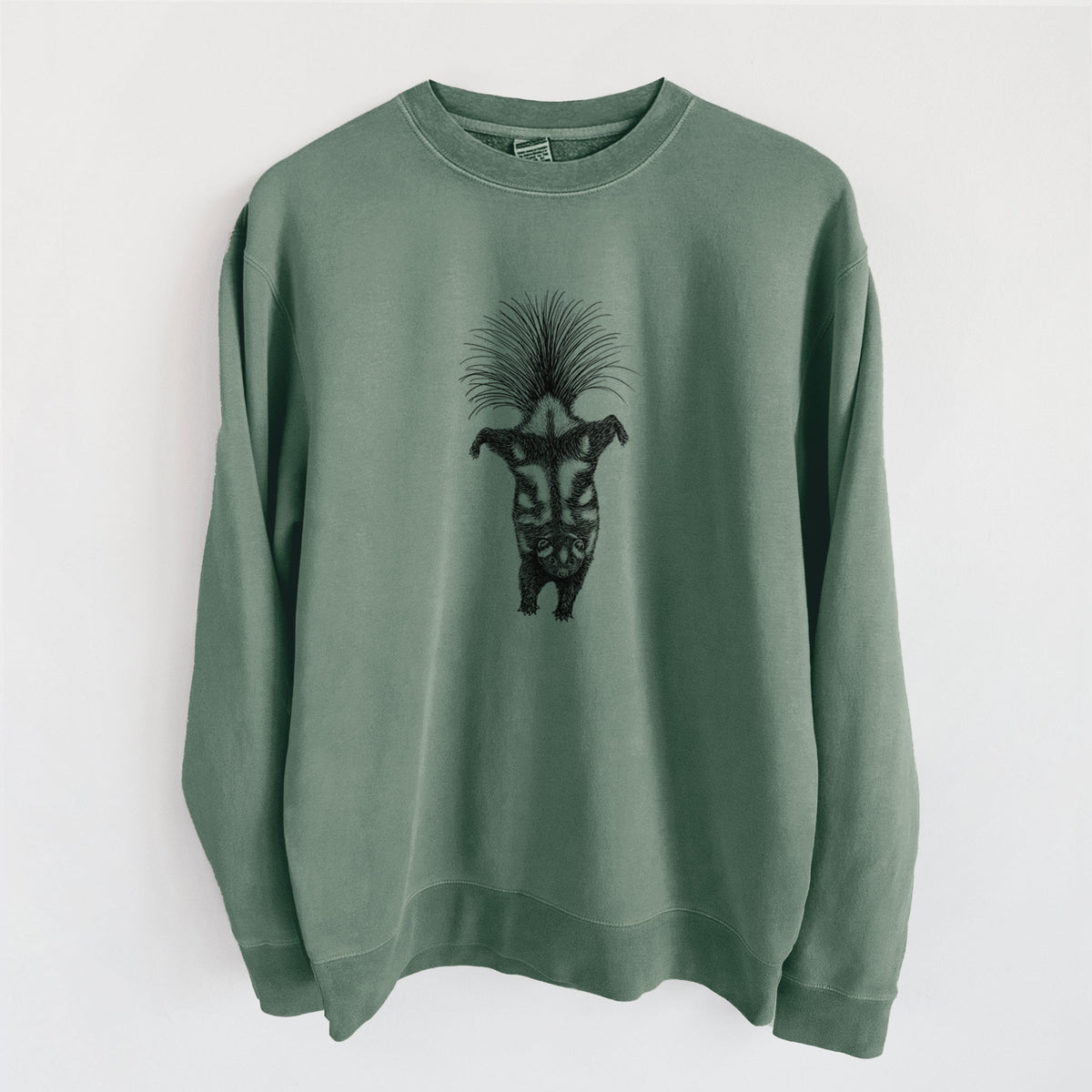 Eastern Spotted Skunk - Spilogale putorius - Unisex Pigment Dyed Crew Sweatshirt in Alpine Green