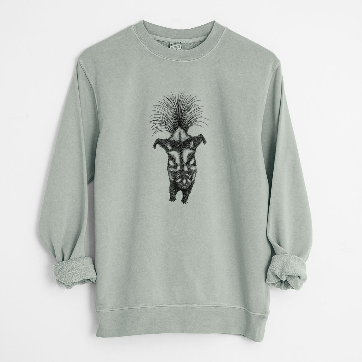 Eastern Spotted Skunk - Spilogale putorius - Unisex Pigment Dyed Crew Sweatshirt in Sage