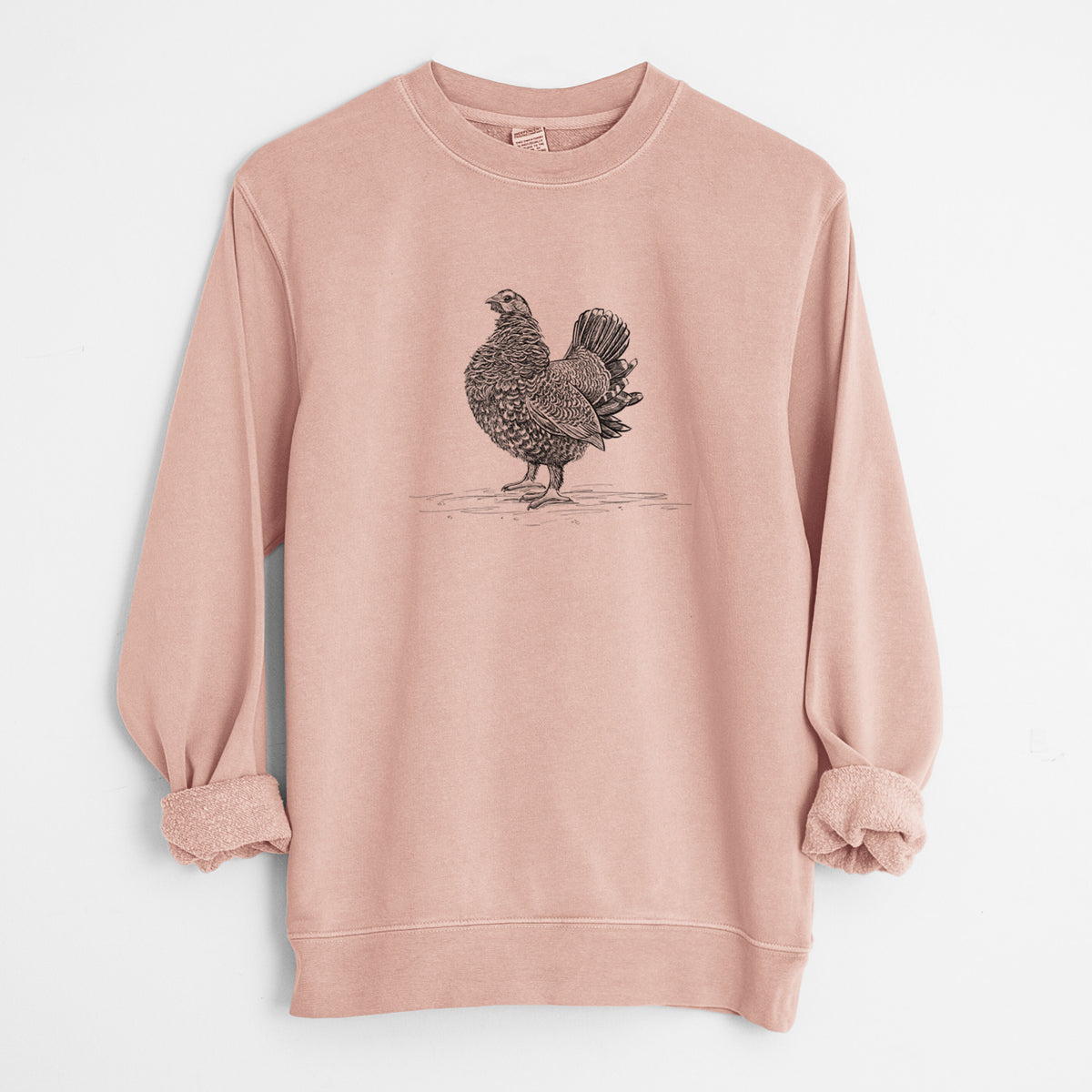 Male Spruce Grouse - Canachites canadensis - Unisex Pigment Dyed Crew Sweatshirt in Dusty Pink