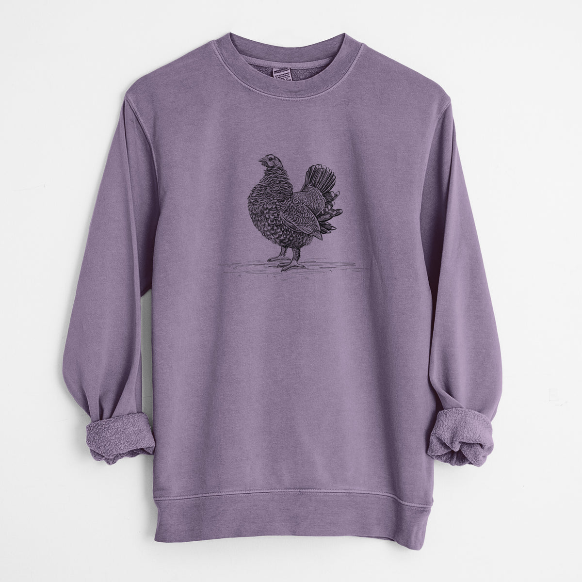 Male Spruce Grouse - Canachites canadensis - Unisex Pigment Dyed Crew Sweatshirt in Plum