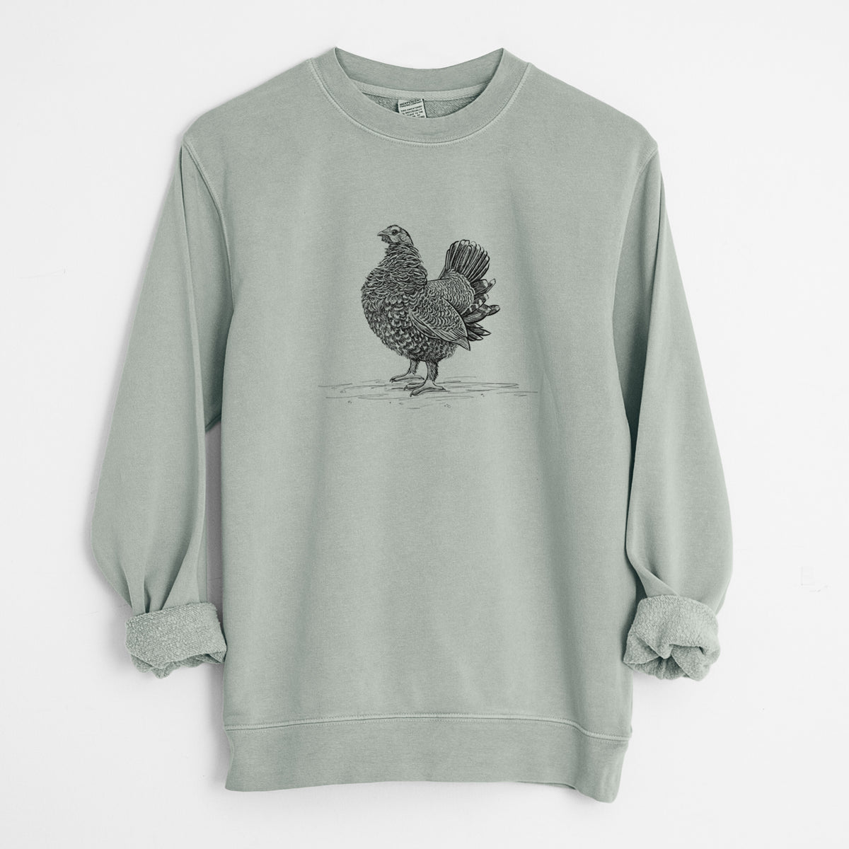 Male Spruce Grouse - Canachites canadensis - Unisex Pigment Dyed Crew Sweatshirt in Sage