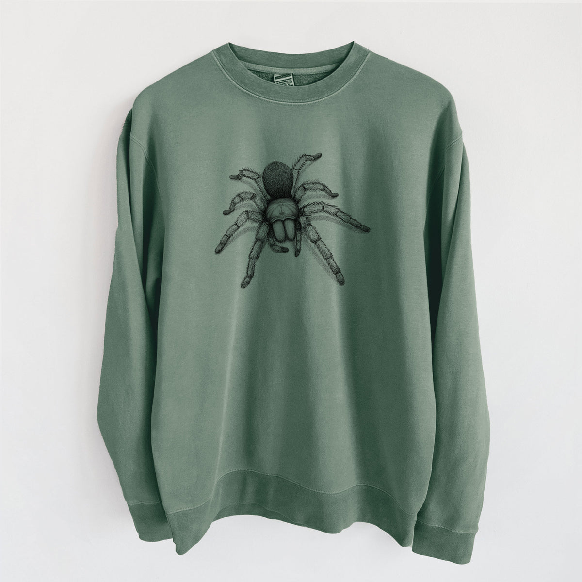 Desert Blonde Tarantula - Aphonopelma chalcodes - Unisex Pigment Dyed Crew Sweatshirt in Alpine Green