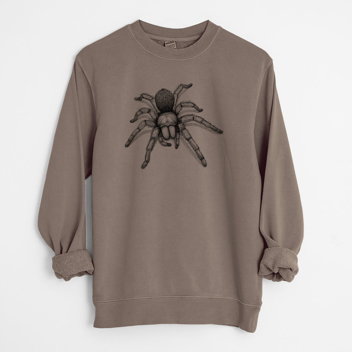 Desert Blonde Tarantula - Aphonopelma chalcodes - Unisex Pigment Dyed Crew Sweatshirt in Espresso Brown Color