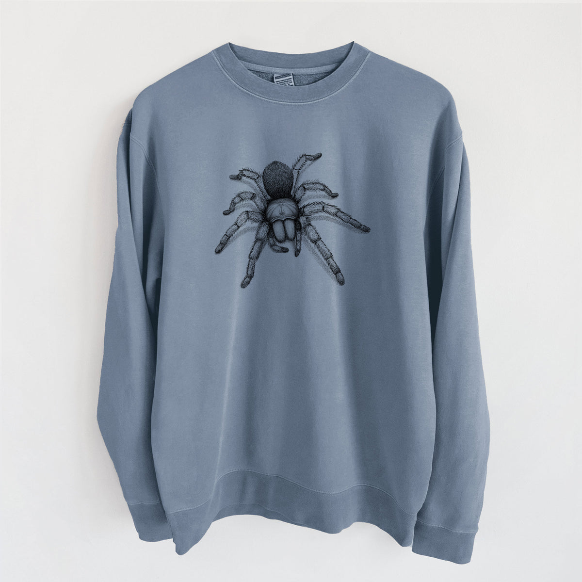Desert Blonde Tarantula - Aphonopelma chalcodes - Unisex Pigment Dyed Crew Sweatshirt in Slate Blue
