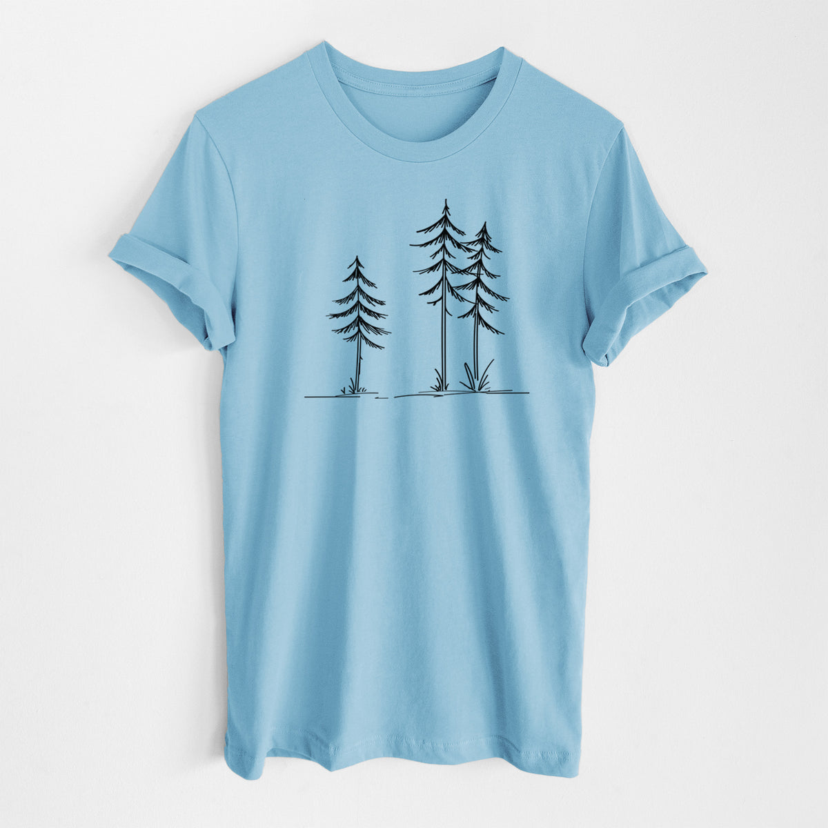 Three Pines - Lightweight 100% Cotton Unisex Crewneck in Ocean Blue