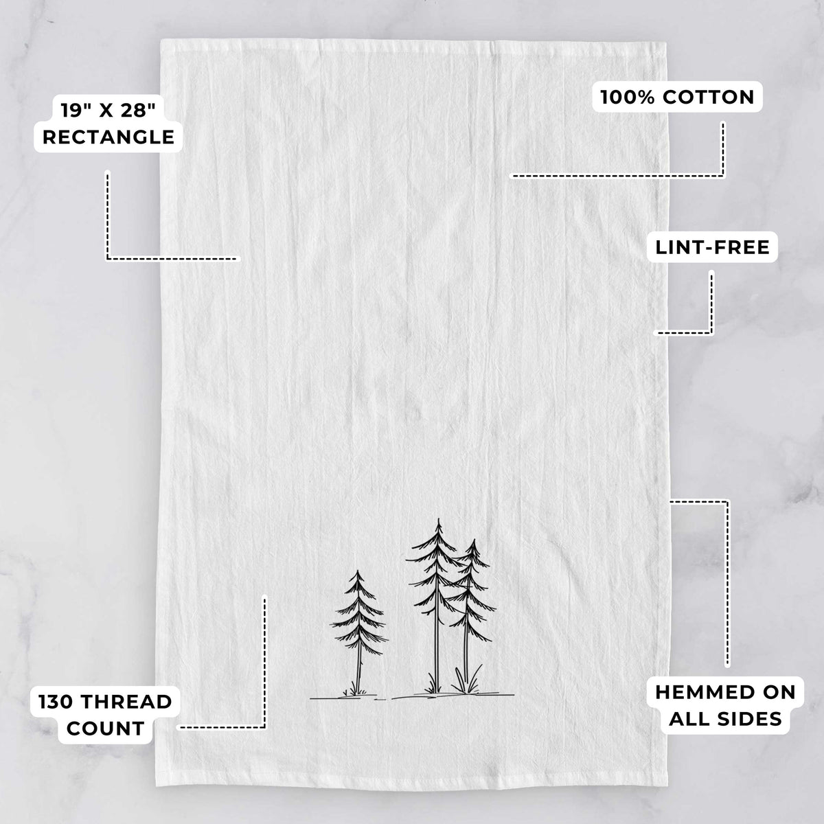 Three Pines Tea Towel, close-up detail