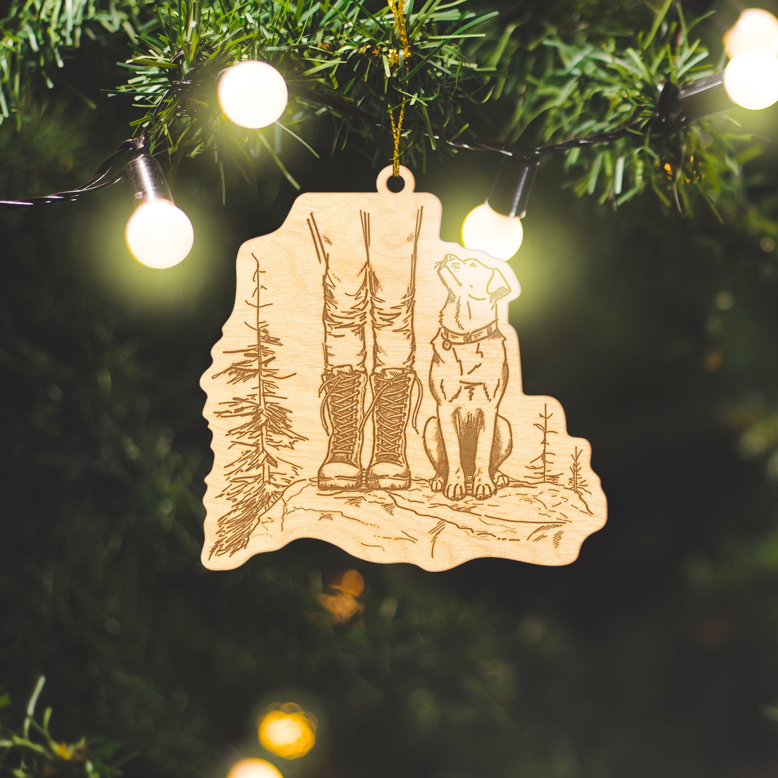 Product photo of the BeCause Tees Trail Companions Wooden Ornament.