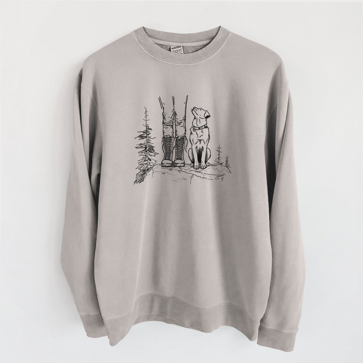 Trail Companions - Hiking with Dogs - Unisex Pigment Dyed Crew Sweatshirt in Cement
