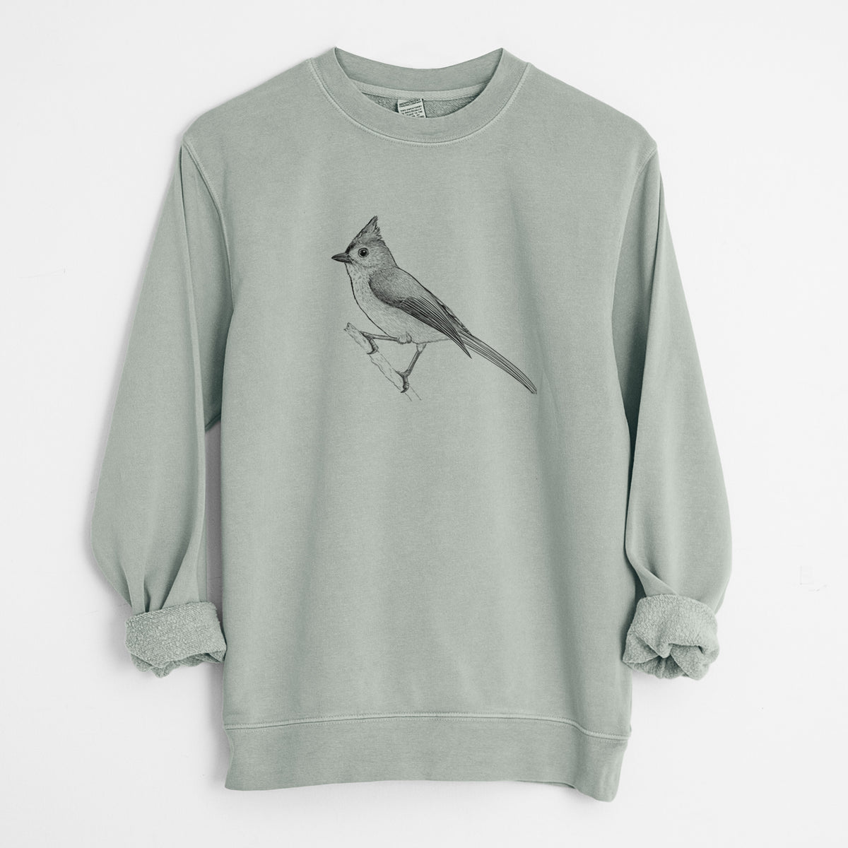 Tufted Titmouse - Baeolophus bicolor - Unisex Pigment Dyed Crew Sweatshirt in Sage