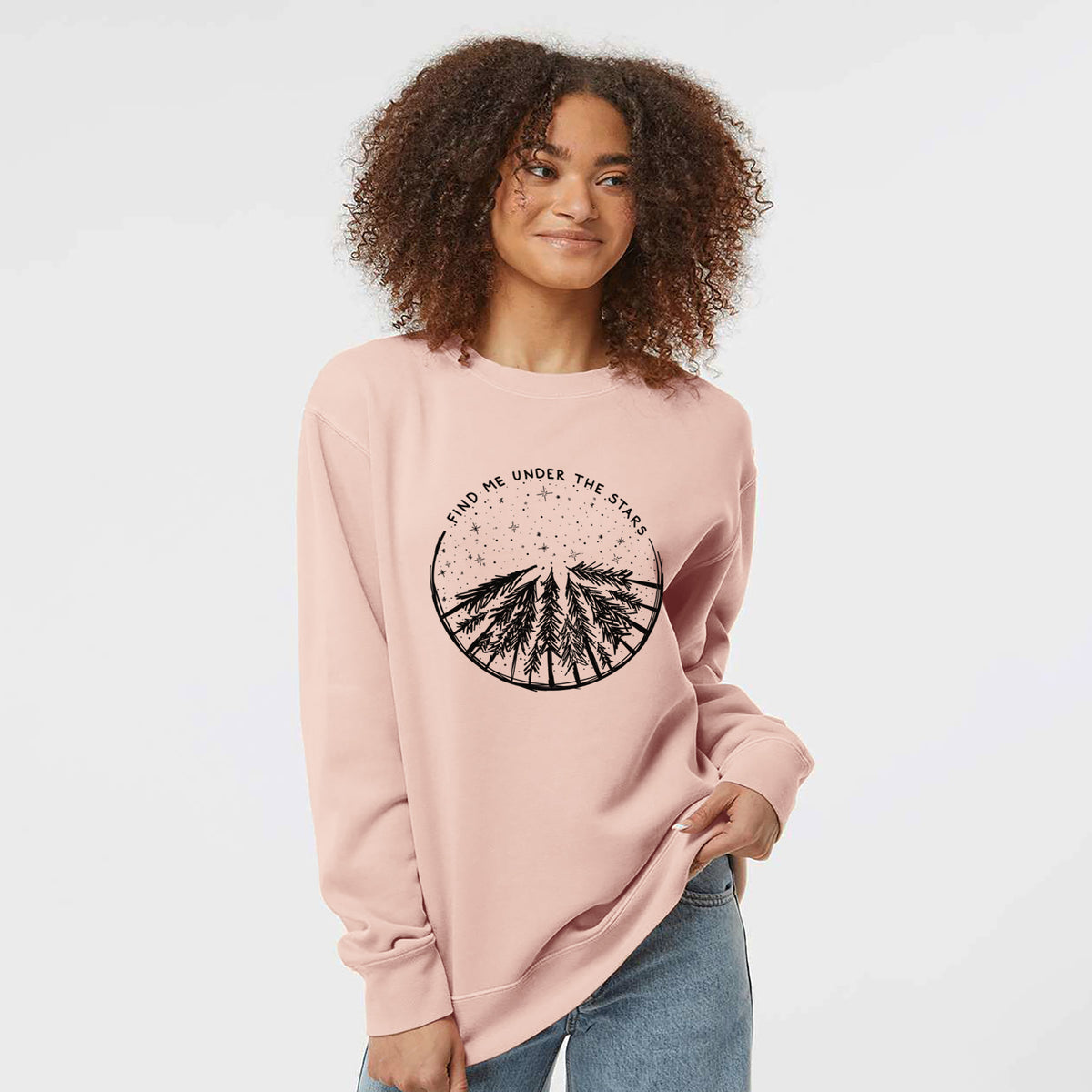 Find Me Under the Stars - Unisex Pigment Dyed Crew Sweatshirt in Dusty Pink