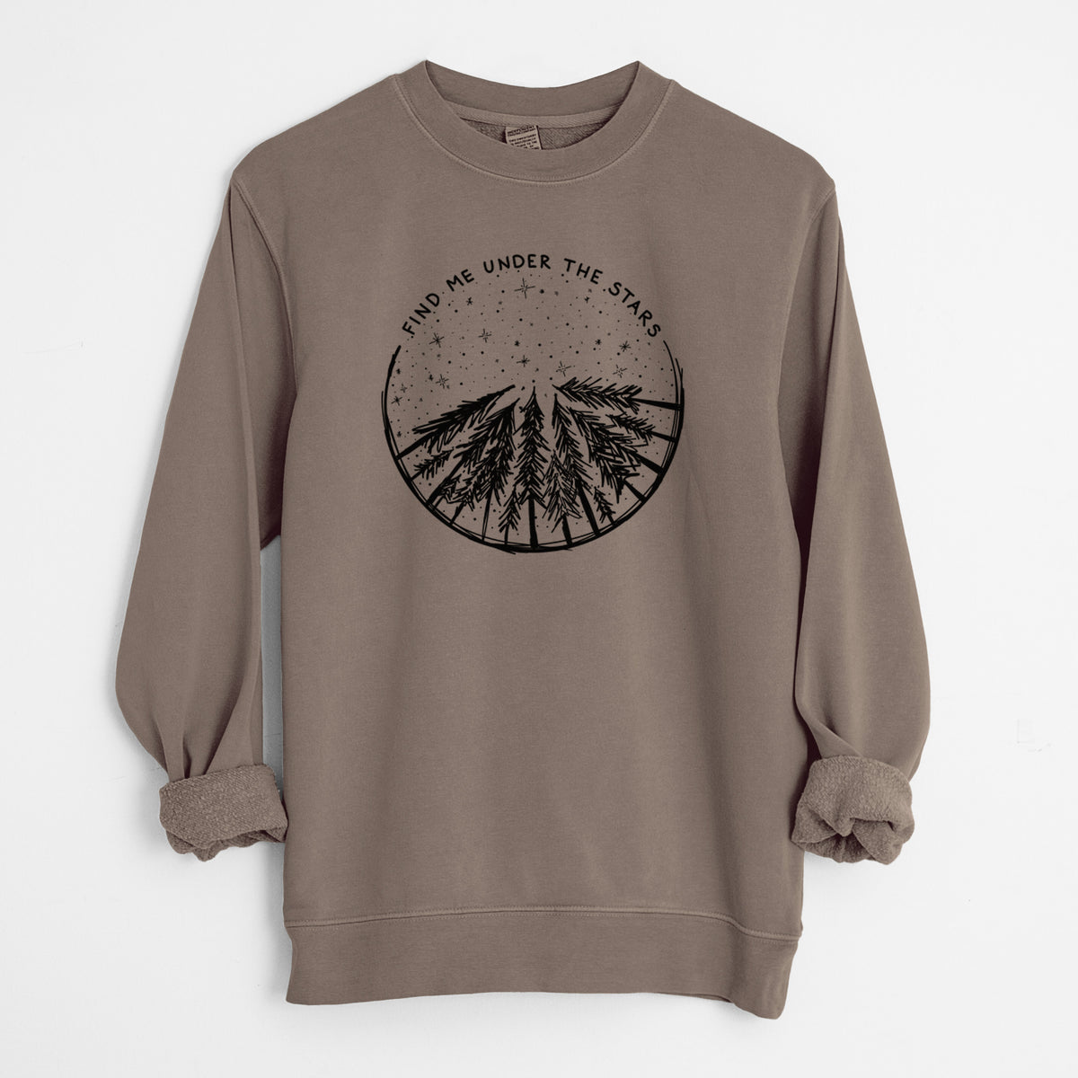Find Me Under the Stars - Unisex Pigment Dyed Crew Sweatshirt in Espresso Brown Color