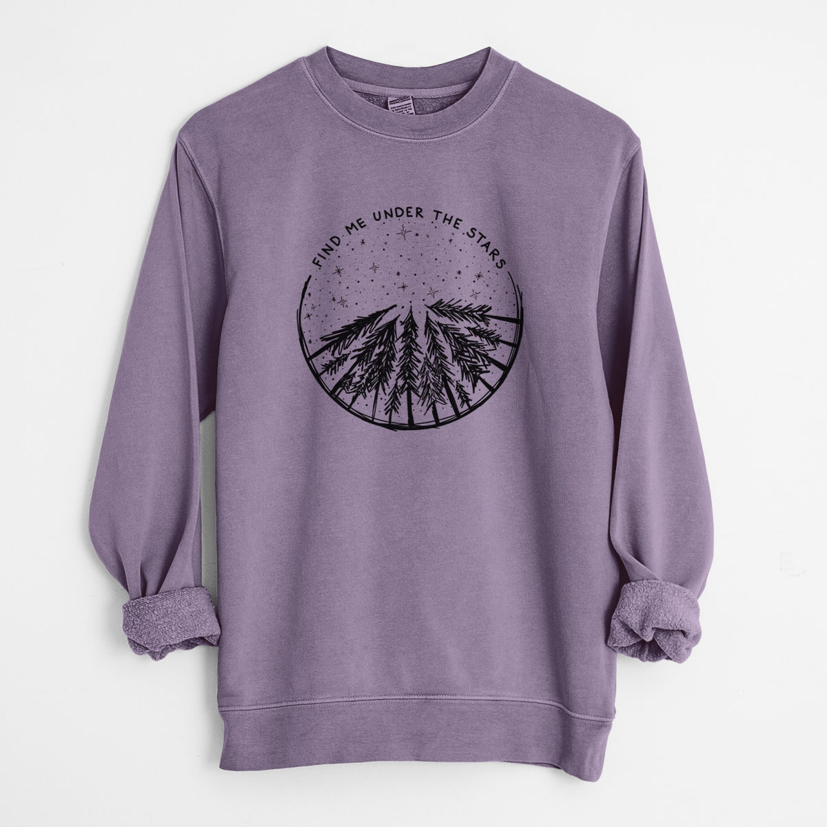 Find Me Under the Stars - Unisex Pigment Dyed Crew Sweatshirt in Plum