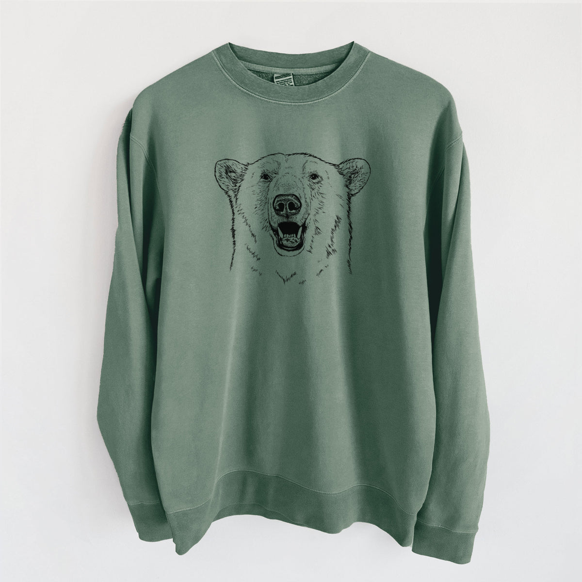 Ursus Maritimus - Polar Bear - Unisex Pigment Dyed Crew Sweatshirt in Alpine Green