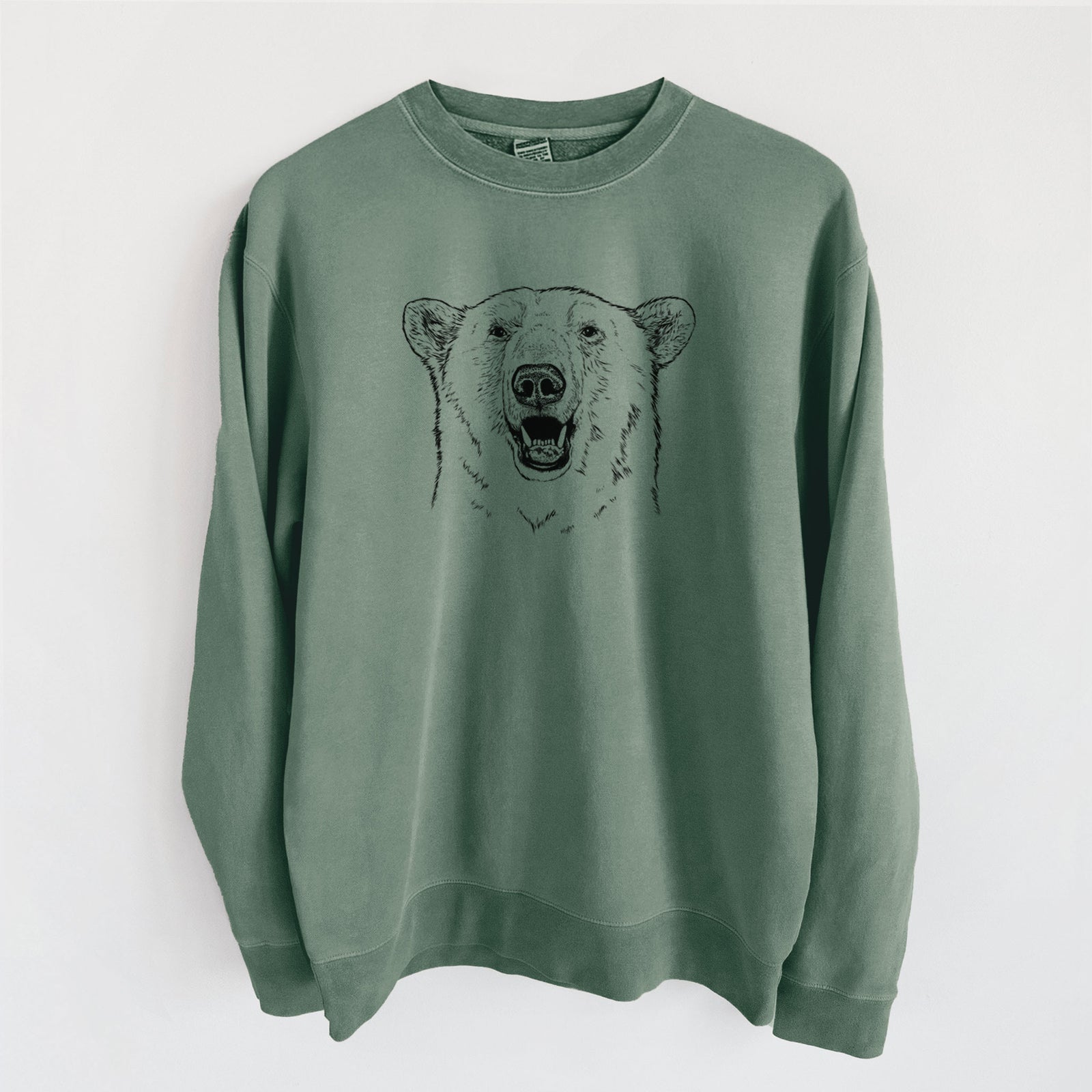 Ursus Maritimus - Polar Bear - Unisex Pigment Dyed Crew Sweatshirt in Alpine Green