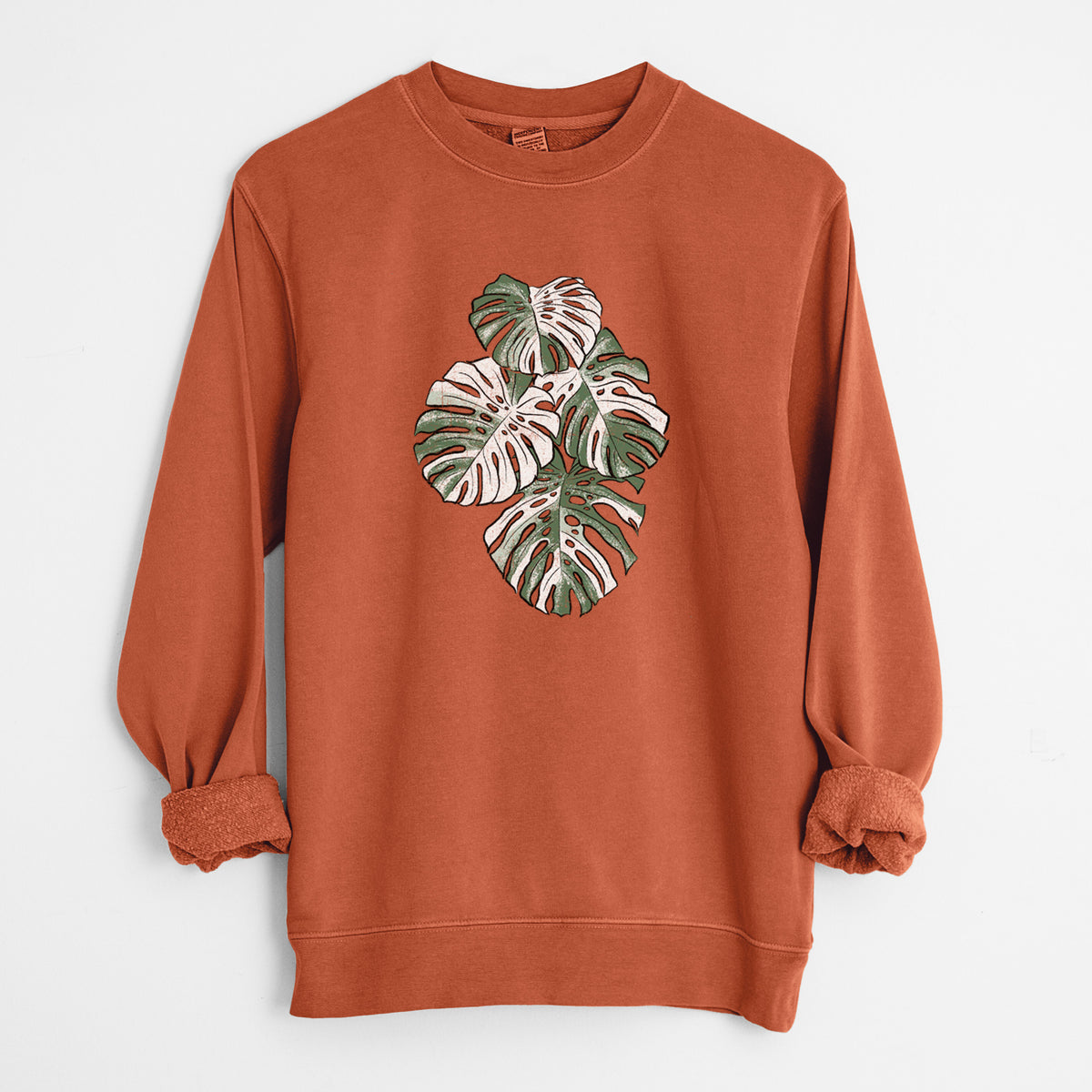 Variegated Monstera - Unisex Pigment Dyed Crew Sweatshirt in Amber