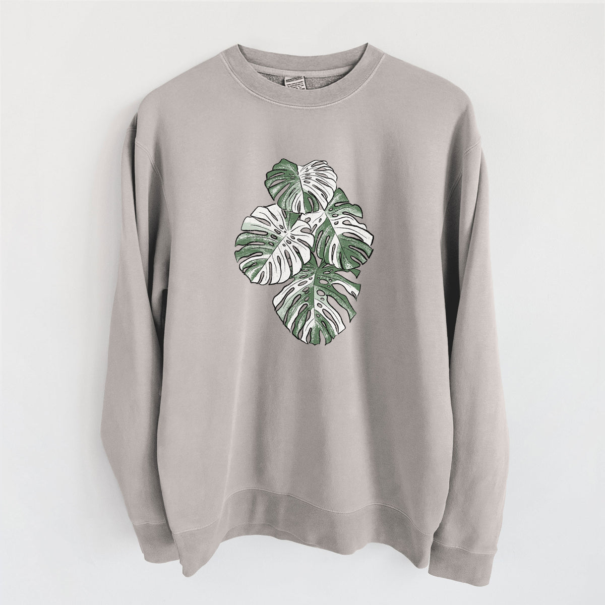 Variegated Monstera - Unisex Pigment Dyed Crew Sweatshirt in Cement