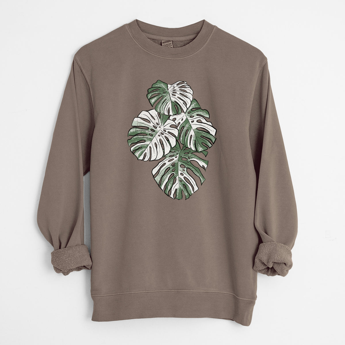 Variegated Monstera - Unisex Pigment Dyed Crew Sweatshirt in Espresso
