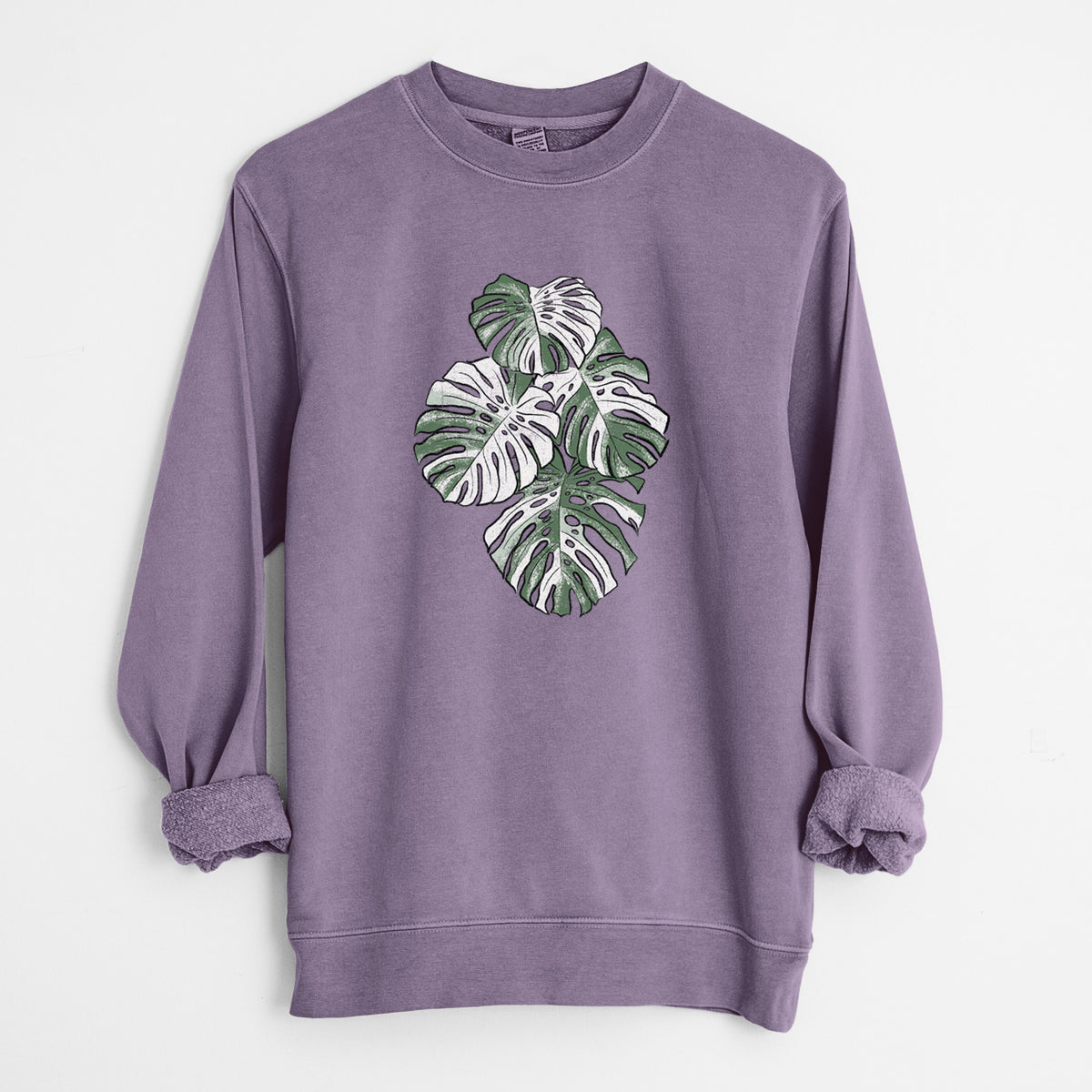 Variegated Monstera - Unisex Pigment Dyed Crew Sweatshirt in Plum