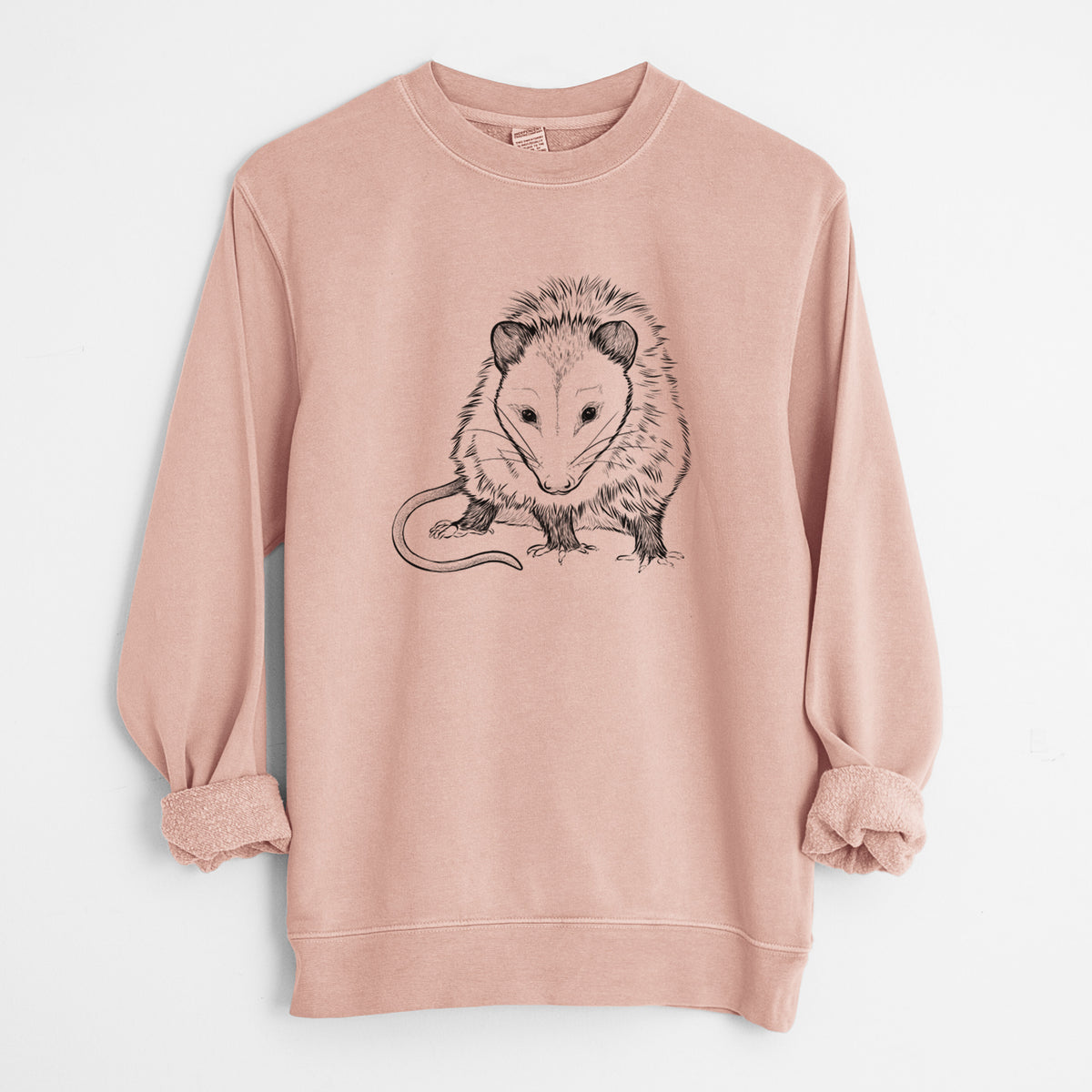 Virginia Opossum - Didelphis virginiana - Unisex Pigment Dyed Crew Sweatshirt in Dusty Pink