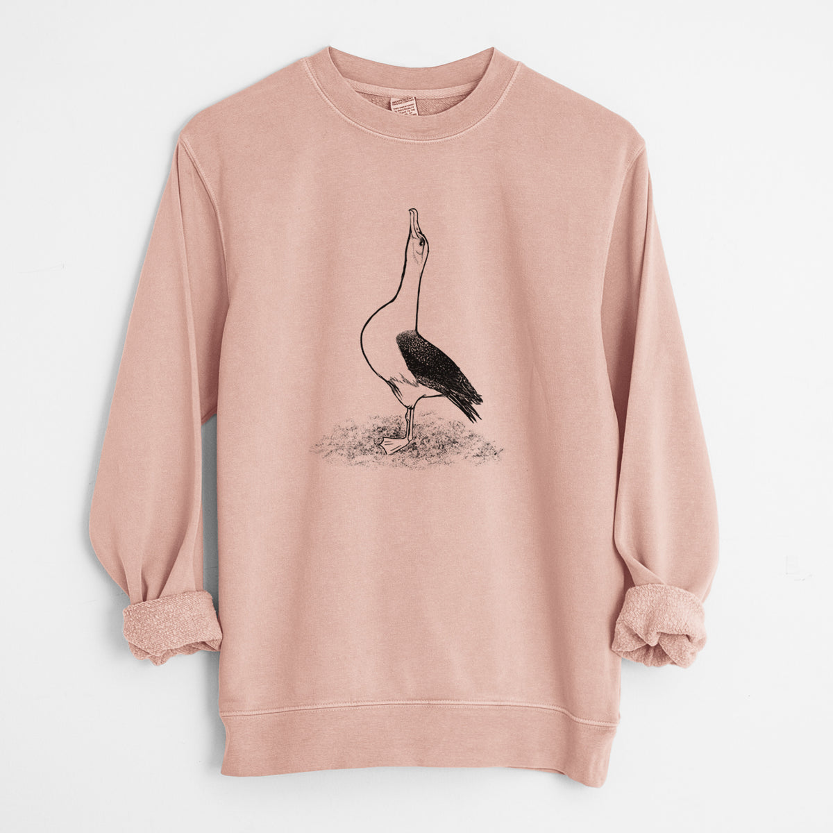 Diomedea exulans - Wandering Albatross - Unisex Pigment Dyed Crew Sweatshirt in Dusty Pink