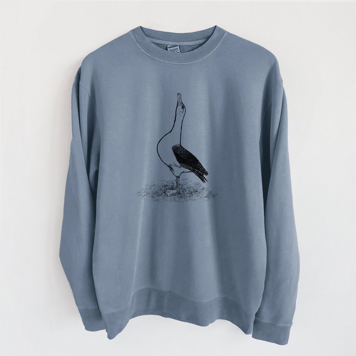 Diomedea exulans - Wandering Albatross - Unisex Pigment Dyed Crew Sweatshirt in Slate Blue
