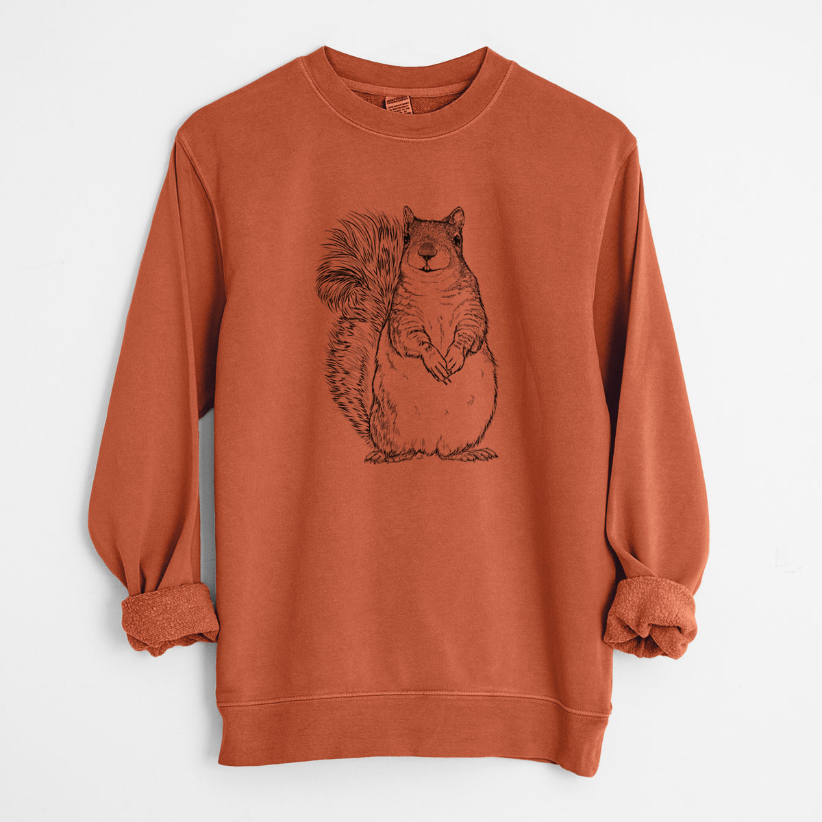 Western Grey Squirrel - Sciurus griseus - Unisex Pigment Dyed Crew Sweatshirt in Amber