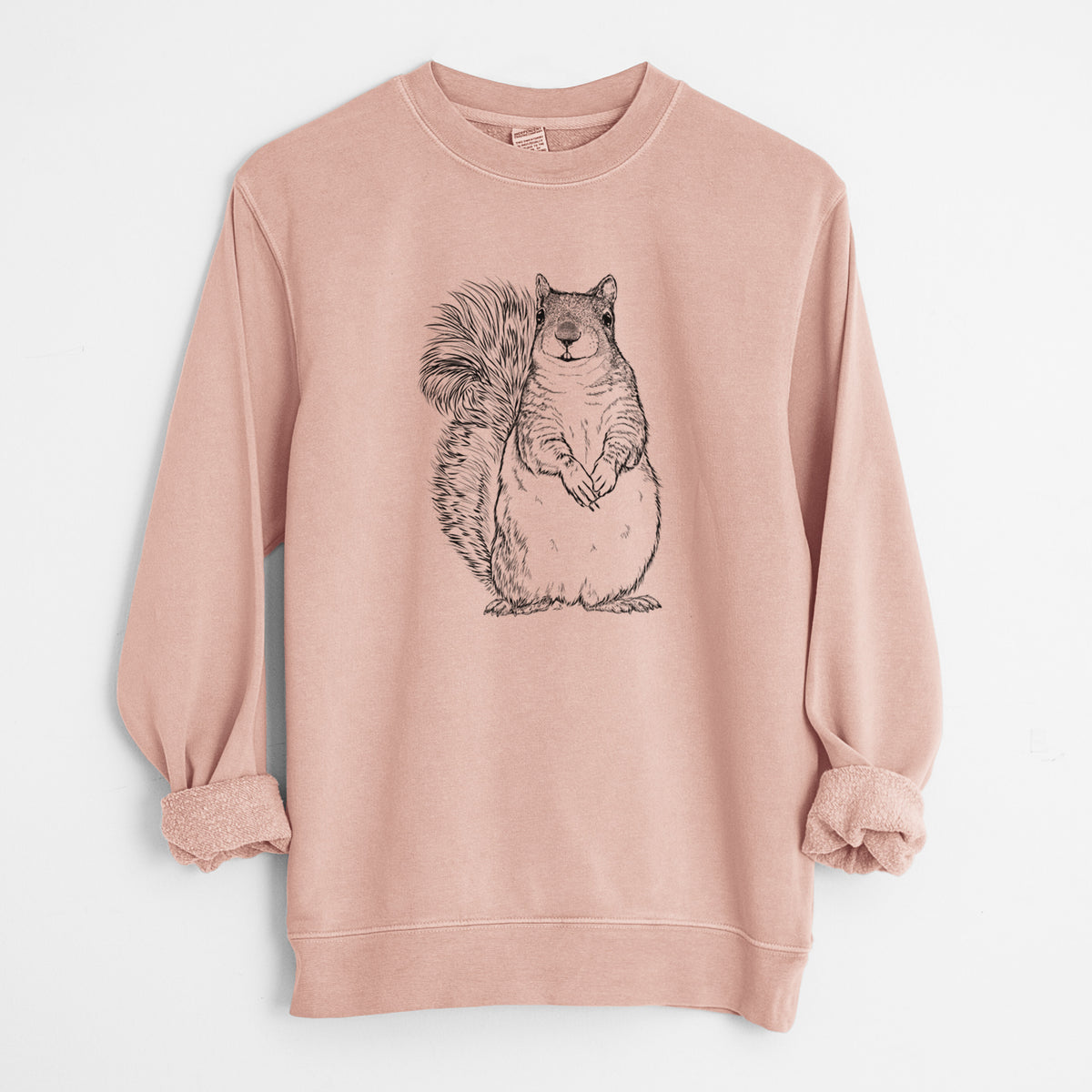 Western Grey Squirrel - Sciurus griseus - Unisex Pigment Dyed Crew Sweatshirt in Dusty Pink