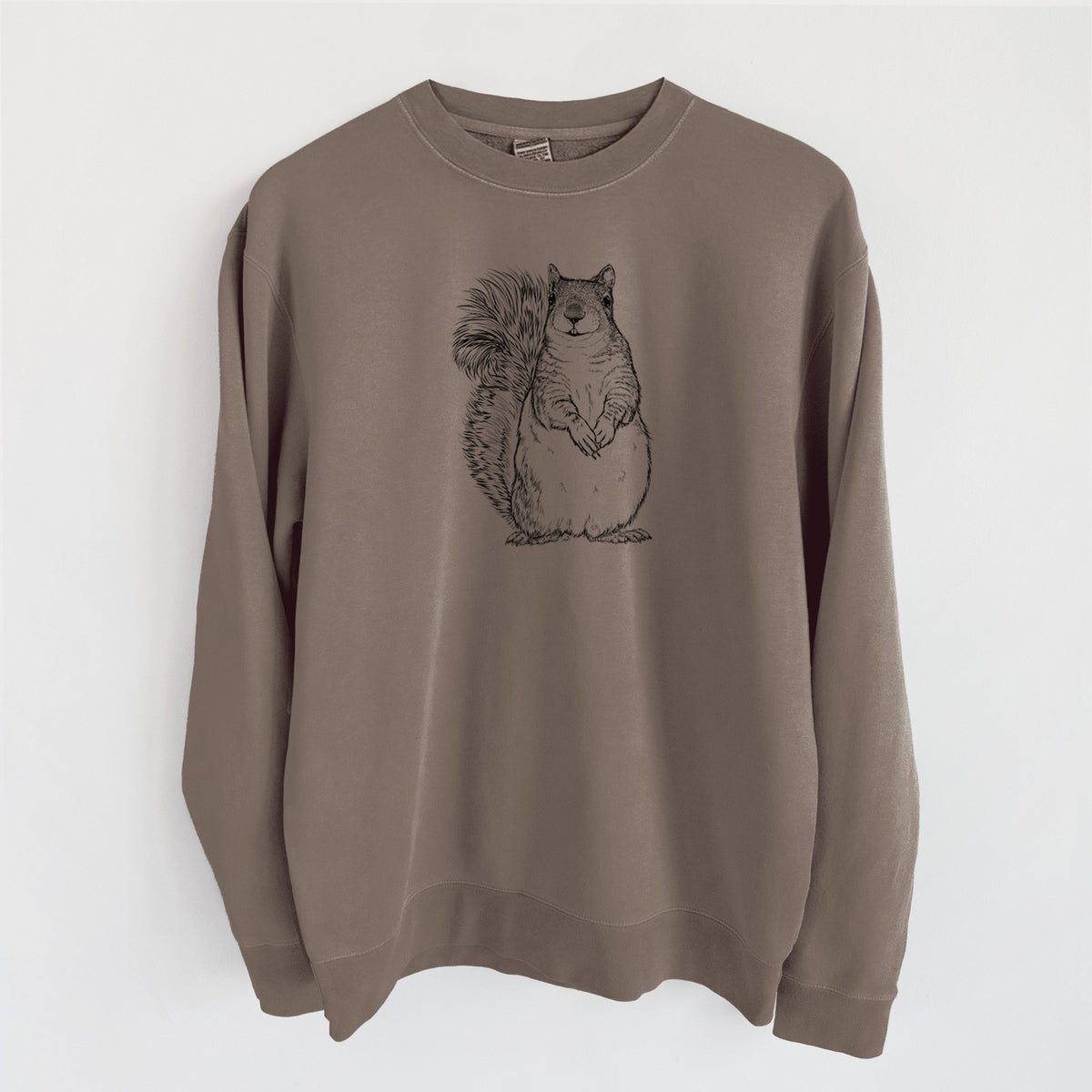 Western Grey Squirrel - Sciurus griseus - Unisex Pigment Dyed Crew Sweatshirt in Espresso Brown Color
