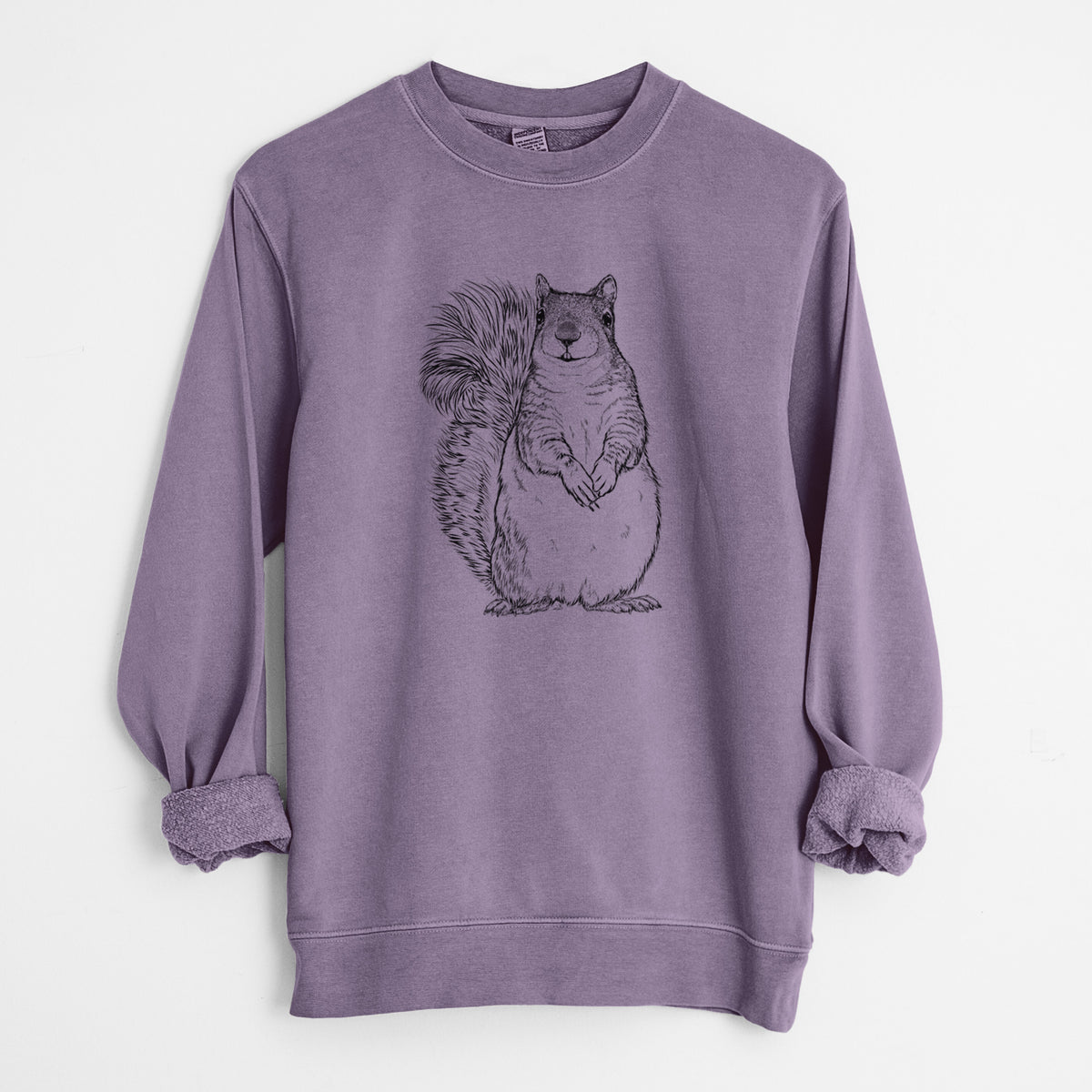 Western Grey Squirrel - Sciurus griseus - Unisex Pigment Dyed Crew Sweatshirt in Plum