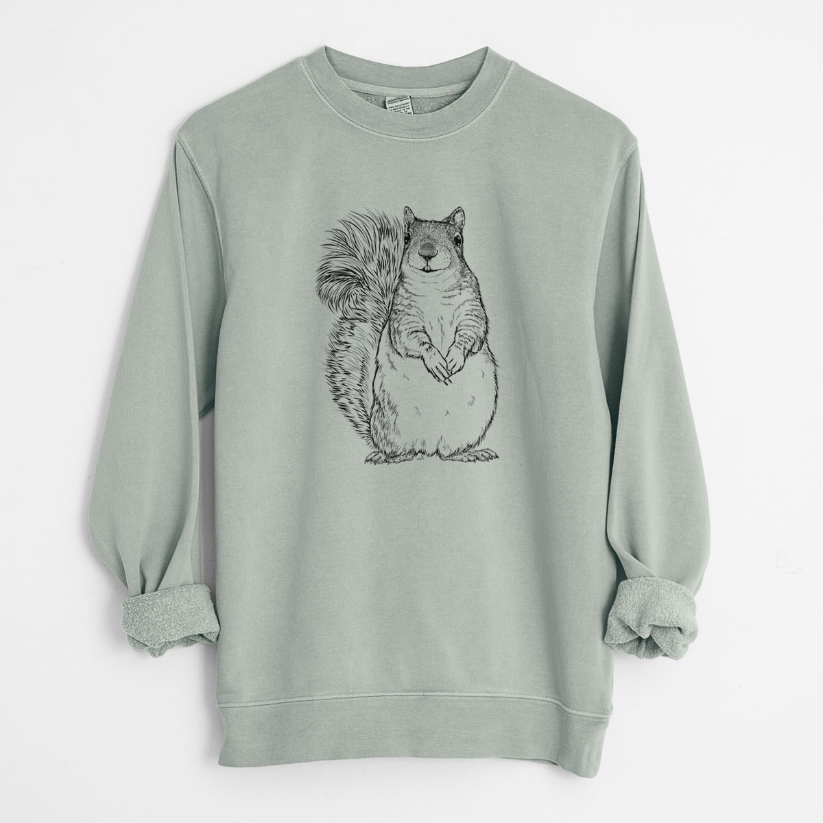 Western Grey Squirrel - Sciurus griseus - Unisex Pigment Dyed Crew Sweatshirt in Sage