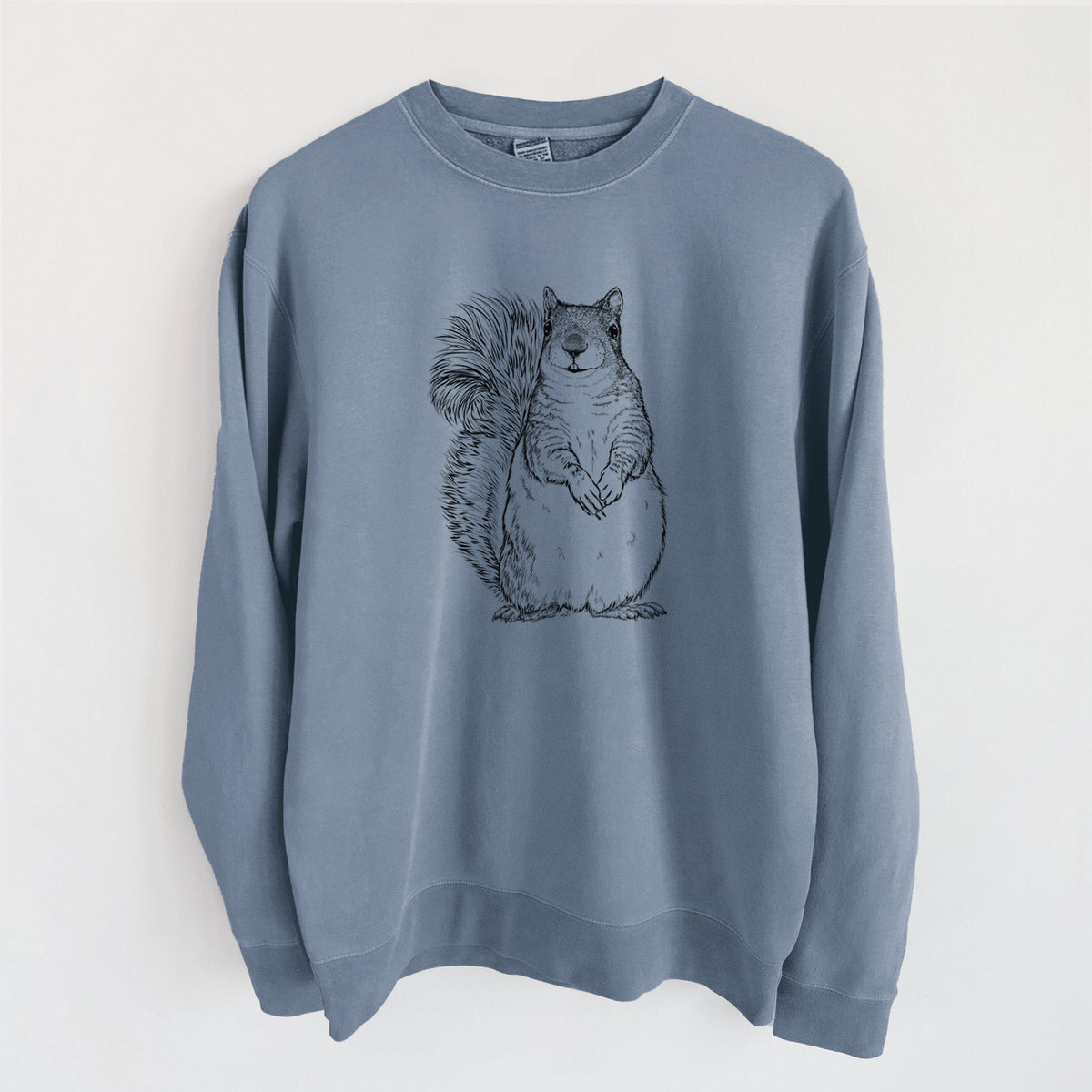 Western Grey Squirrel - Sciurus griseus - Unisex Pigment Dyed Crew Sweatshirt in Slate Blue