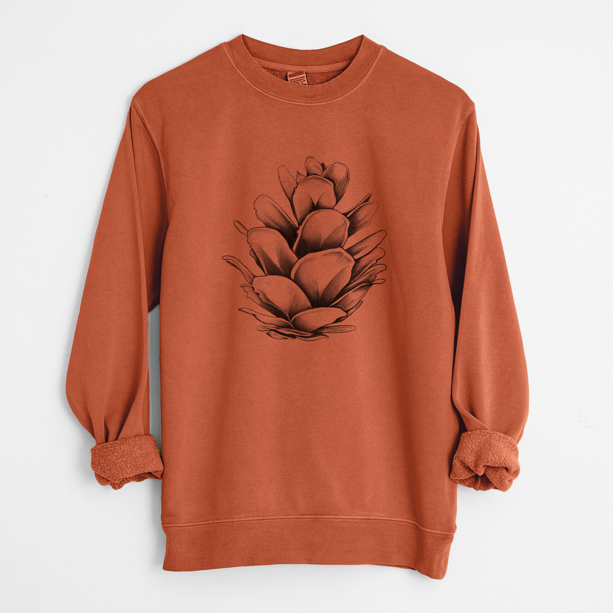 Tsuga heterophylla - Western Hemlock Pine Cone - Unisex Pigment Dyed Crew Sweatshirt in Amber