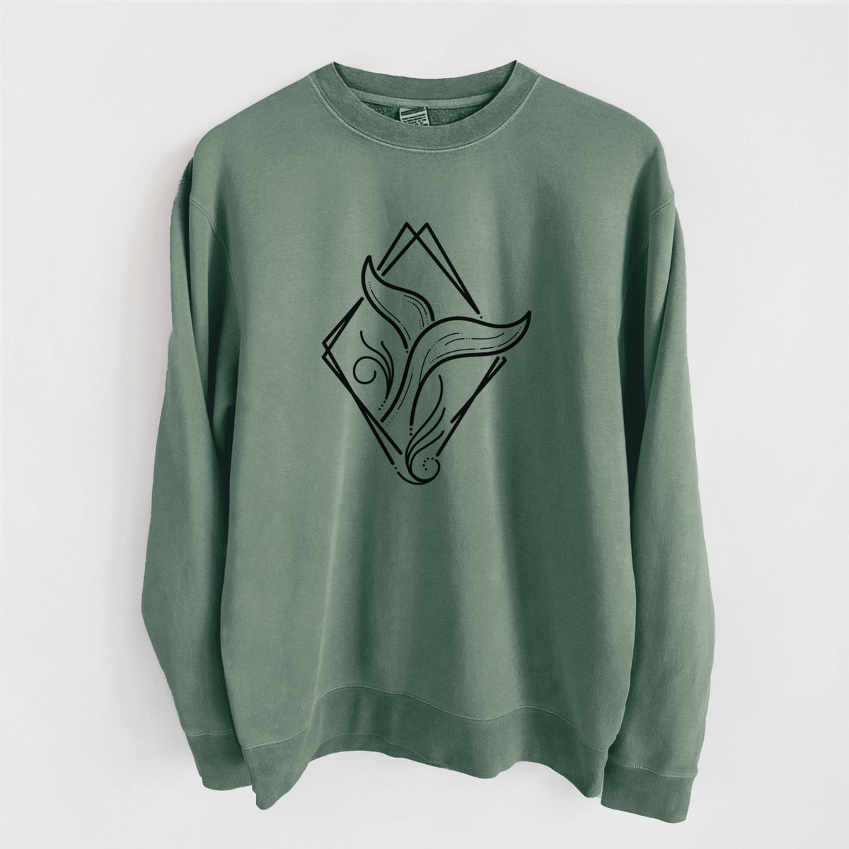 Whale Diamond - Unisex Pigment Dyed Crew Sweatshirt in Alpine Green