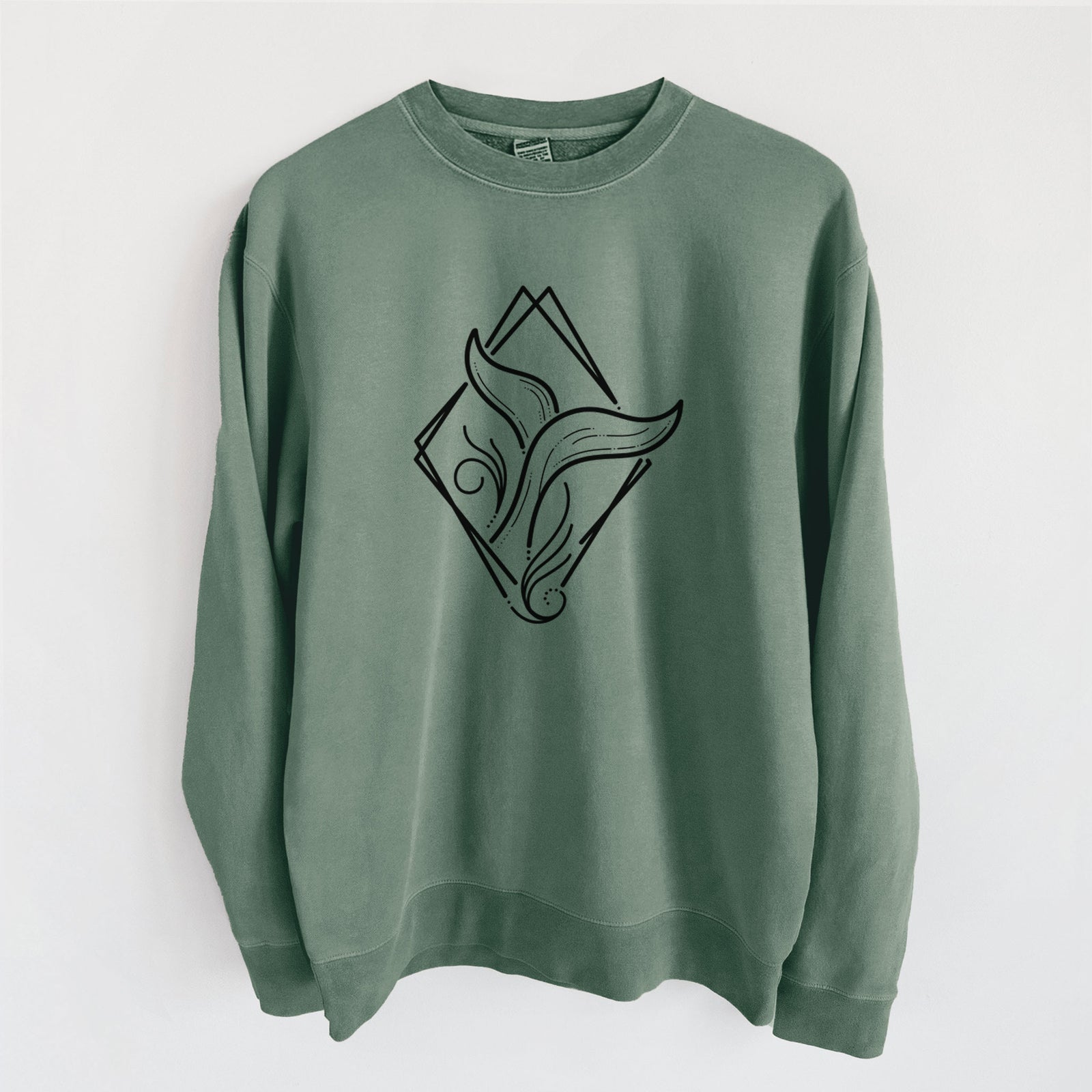 Whale Diamond - Unisex Pigment Dyed Crew Sweatshirt in Alpine Green
