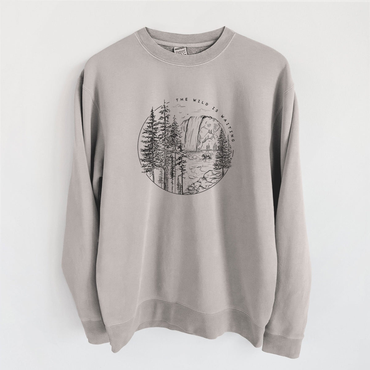The Wild is Waiting - Unisex Pigment Dyed Crew Sweatshirt in Cement
