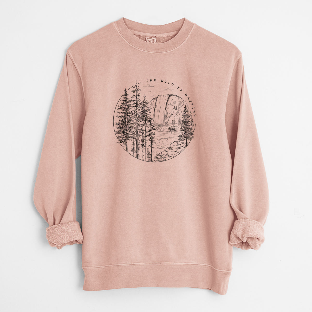 The Wild is Waiting - Unisex Pigment Dyed Crew Sweatshirt in Dusty Pink