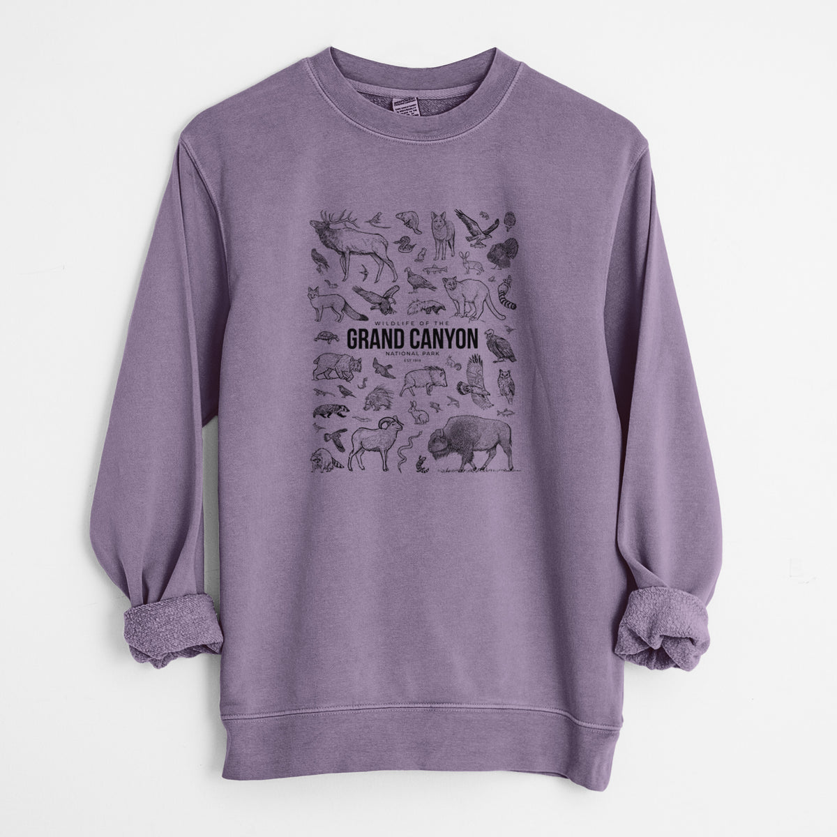 Wildlife of the Grand Canyon National Park - Unisex Pigment Dyed Crew Sweatshirt in Plum