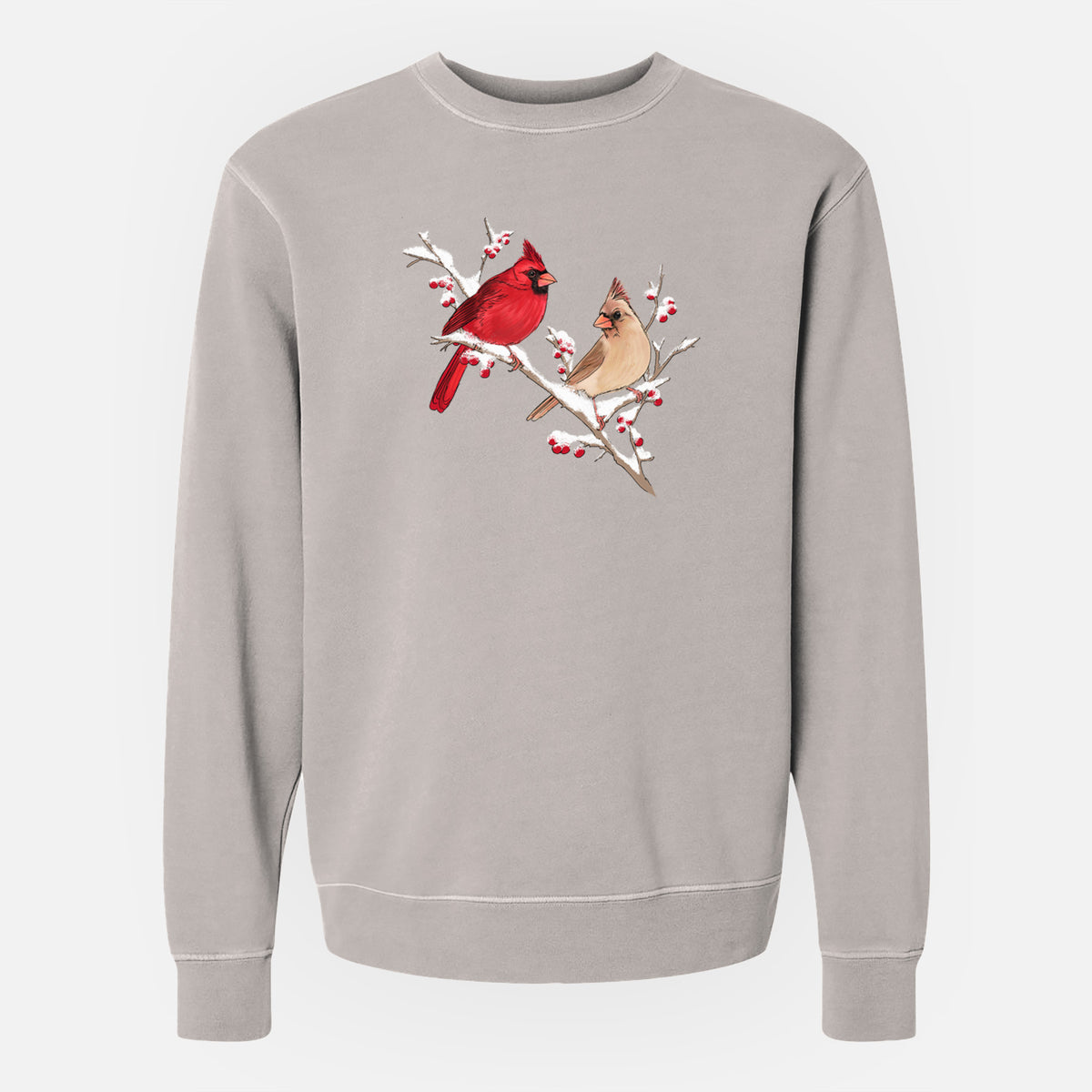 Winter Cardinals - Unisex Pigment Dyed Crew Sweatshirt in Cement