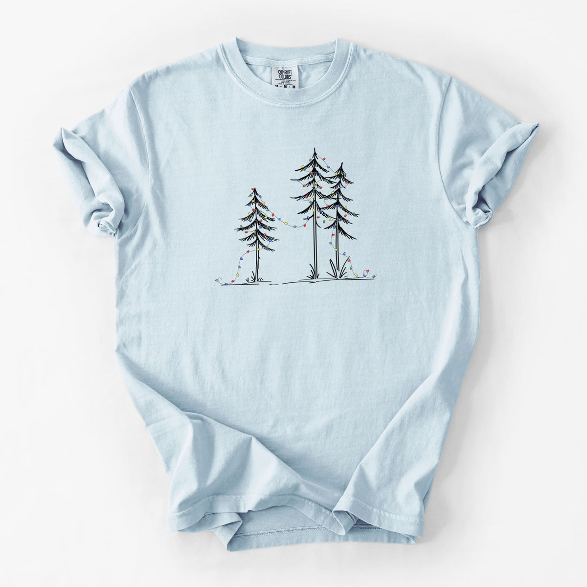 Christmas Deck the Pines - Unisex Comfort Colors Garment-Dyed Heavyweight T-shirt in Chambray