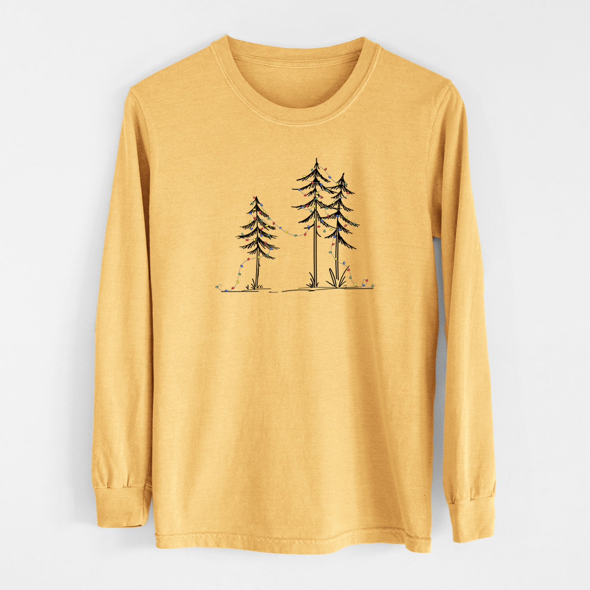 Christmas Deck the Pines - Unisex Comfort Colors 100% Cotton Long Sleeve in Golden Wheat