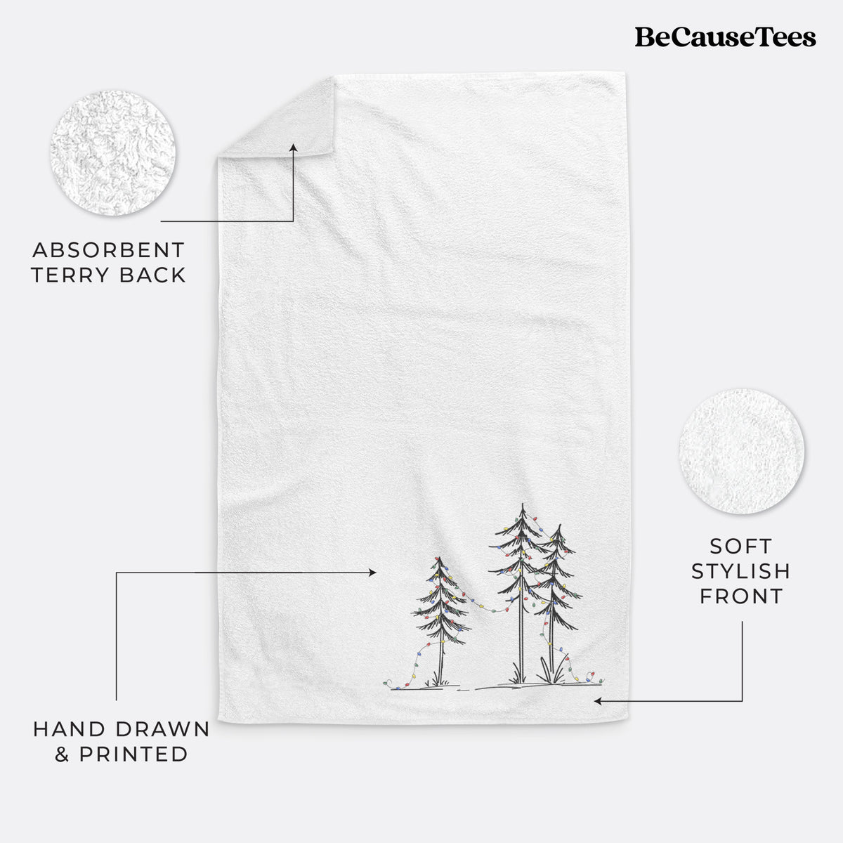 Christmas Deck the Pines Premium Hand Towel, Print Location: Corner